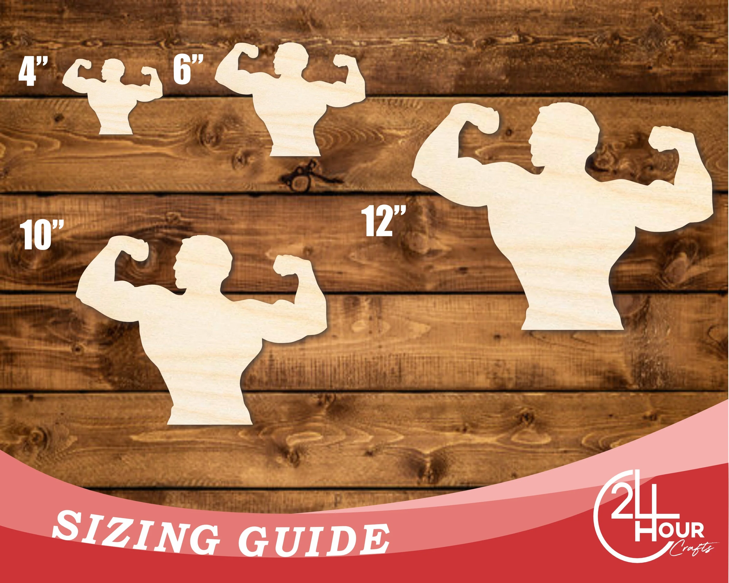 Unfinished Wood Muscle Man Shape | DIY Craft Cutout | up to 46" DIY - Image 3