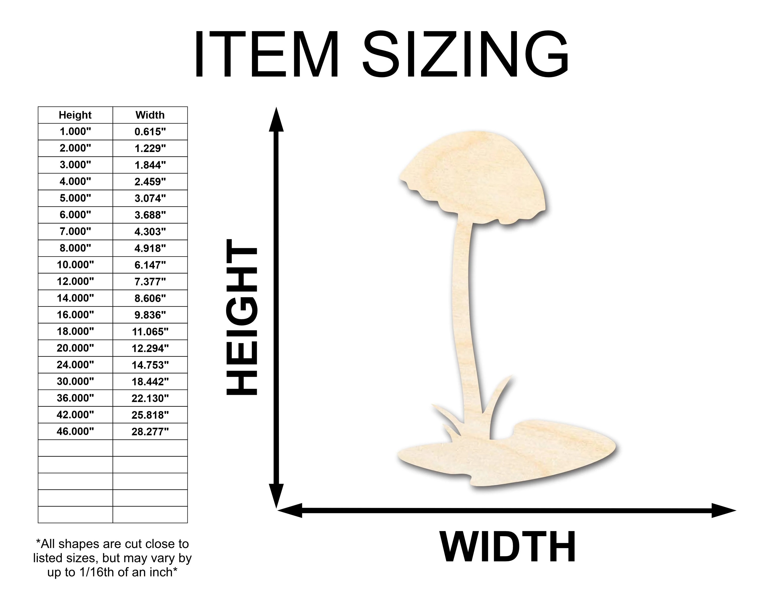 Unfinished Wood Mushroom Shape - Craft - up to 46" - Image 2