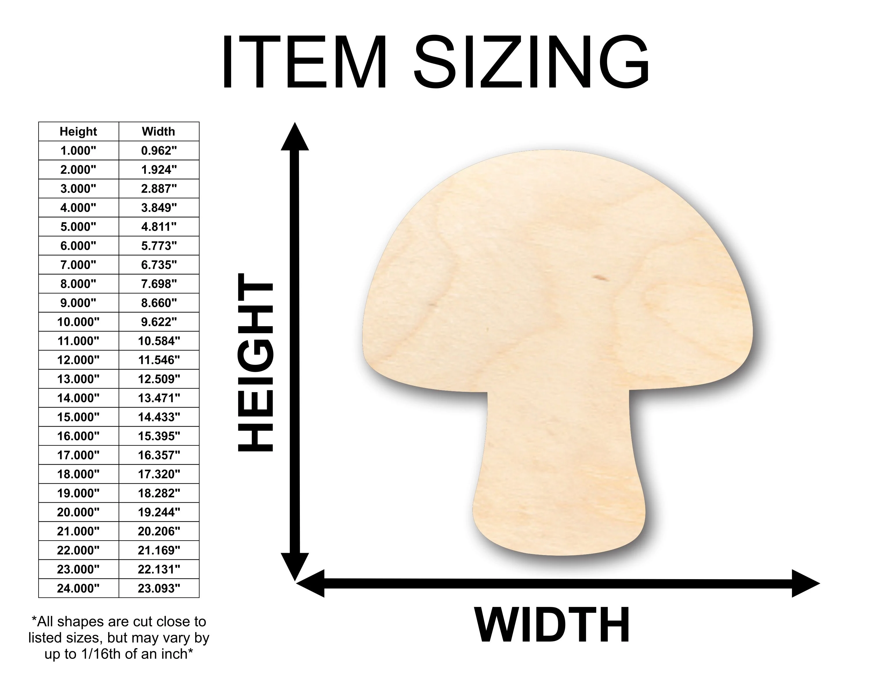 Unfinished Wood Mushroom Shape - Craft - up to 46" DIY - Image 2