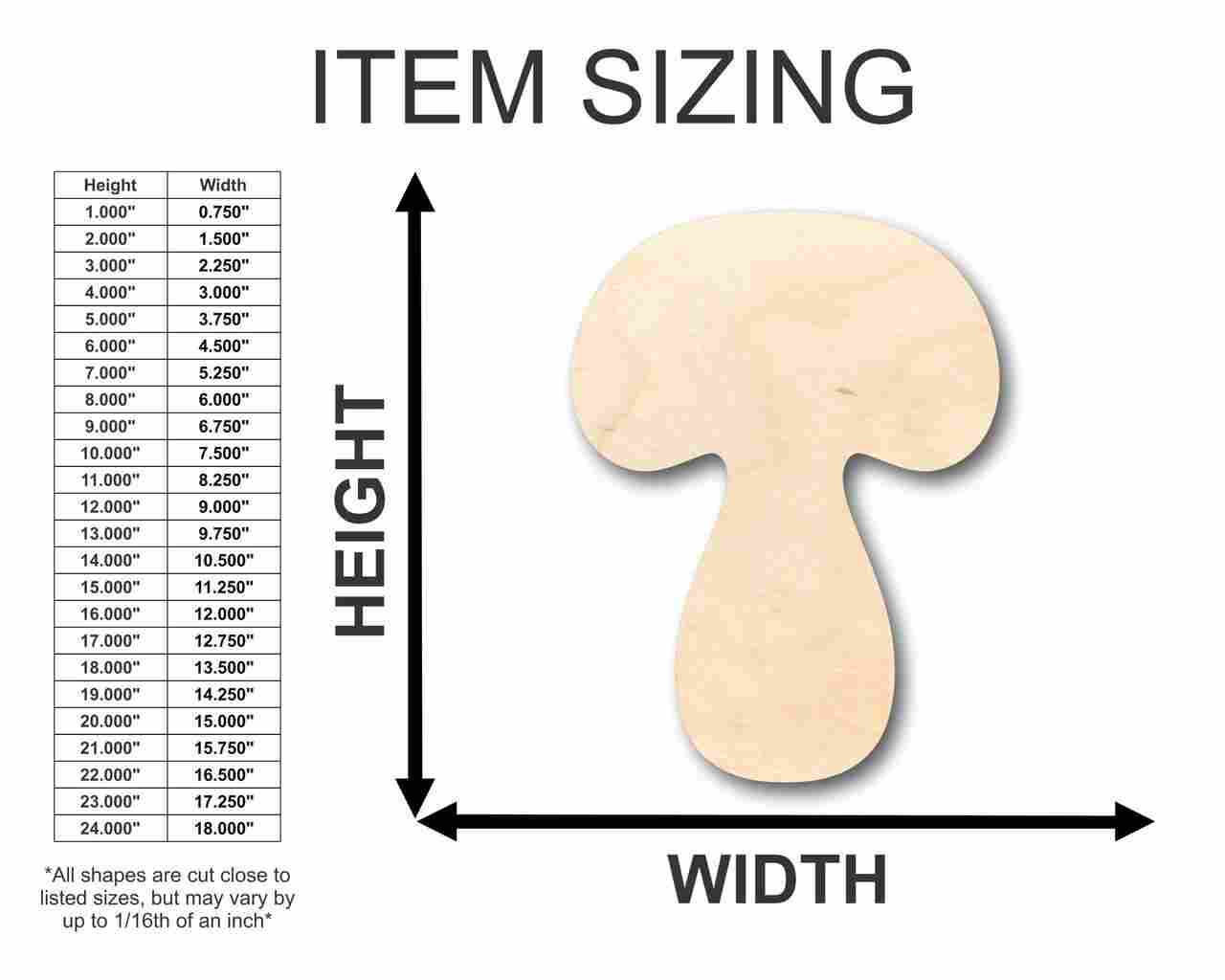 Unfinished Wood Mushroom Shape - Nature - Food - Craft - up to 46" DIY - Image 2