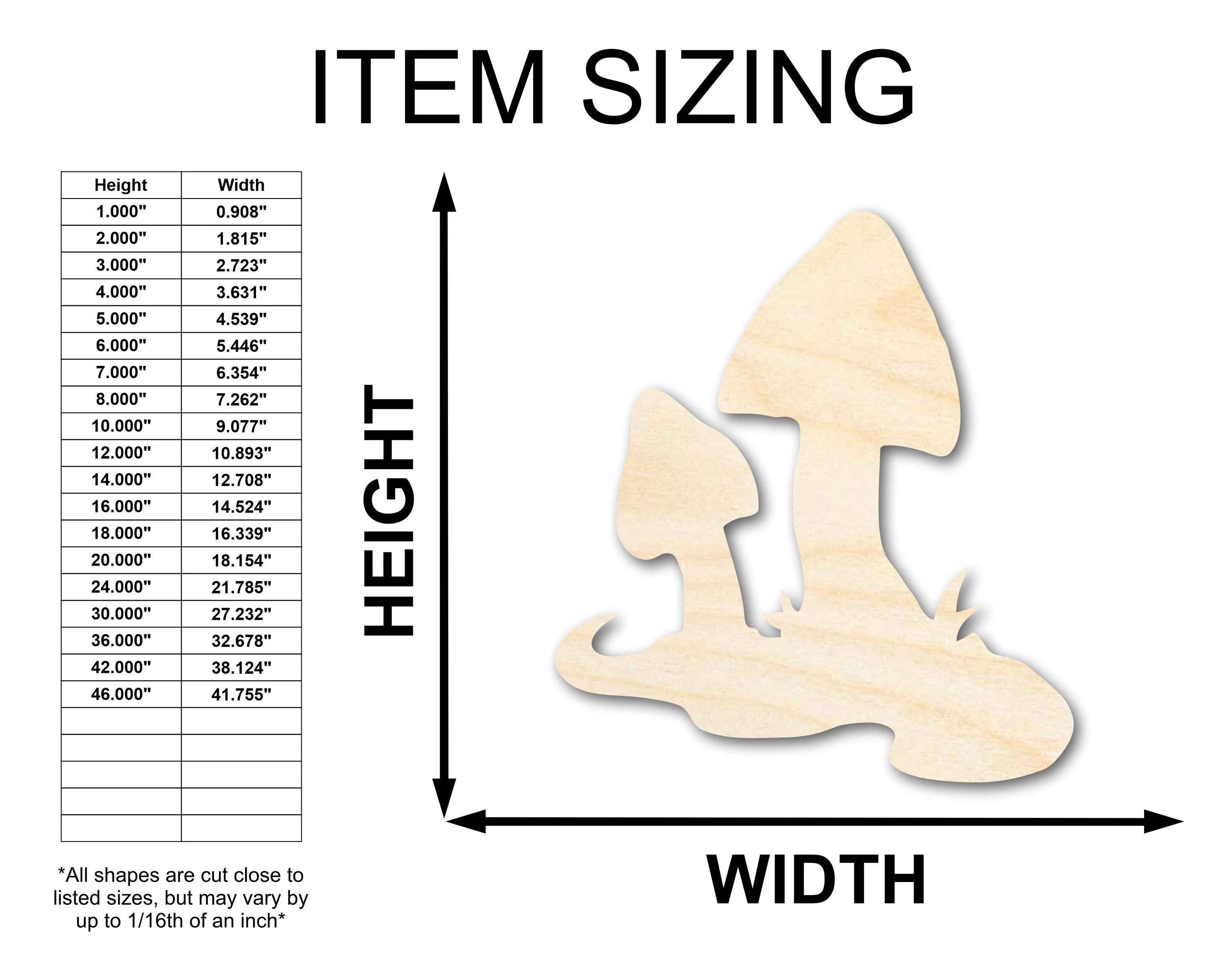 Unfinished Wood Mushrooms Shape - Craft - up to 46" - Image 2