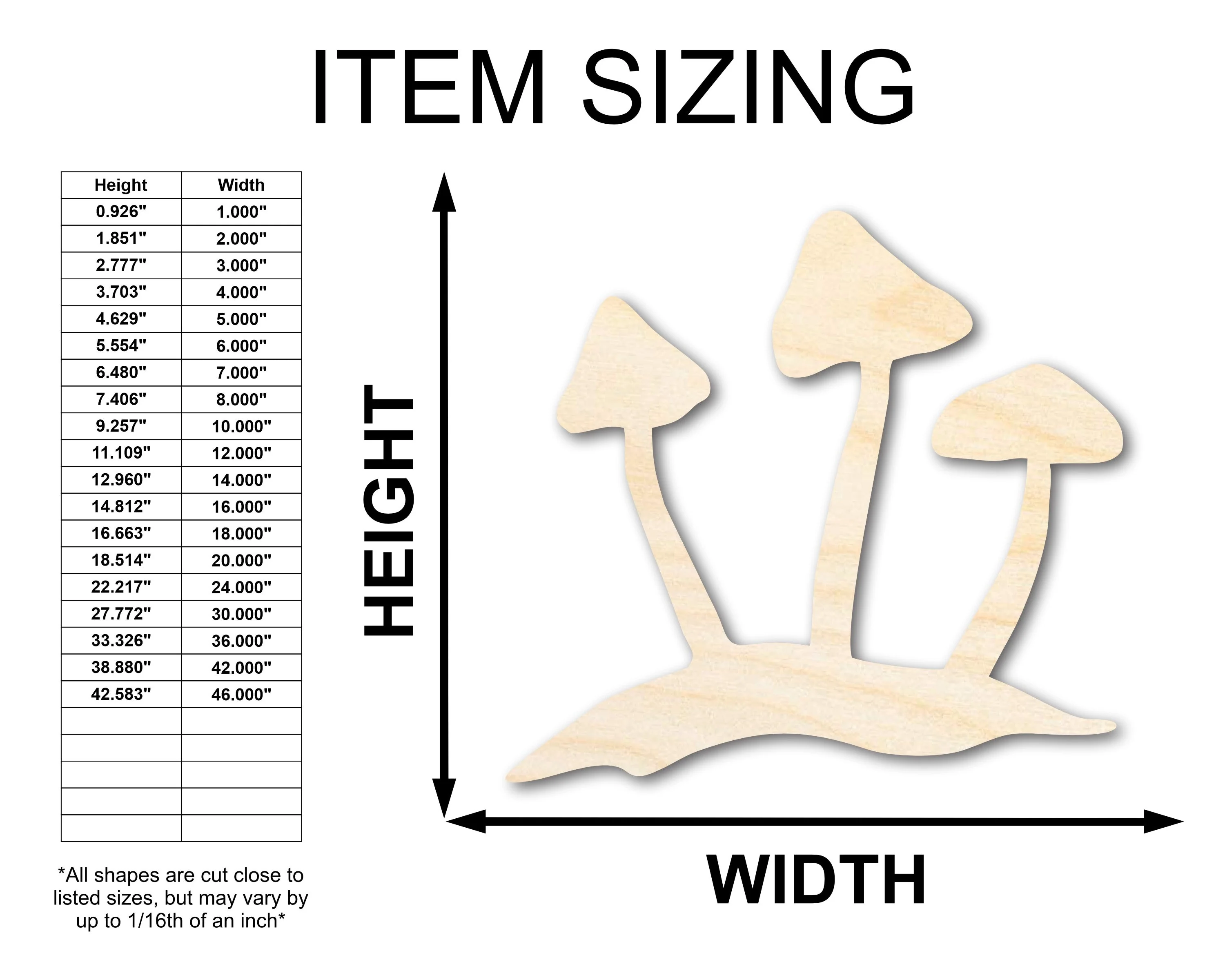 Unfinished Wood Mushrooms Shape - Craft - up to 46" - Image 2