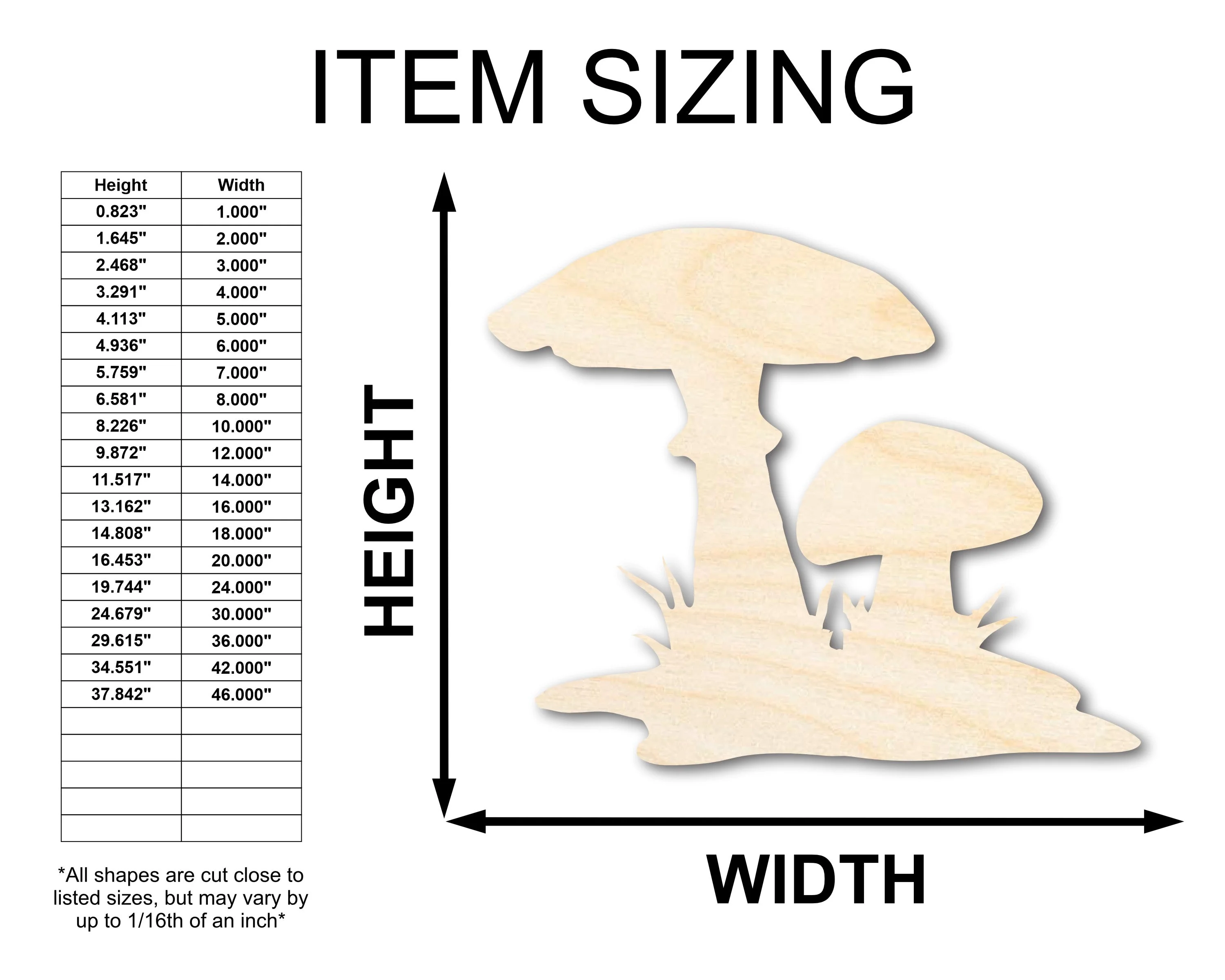 Unfinished Wood Mushrooms Shape - Craft - up to 46" - Image 2