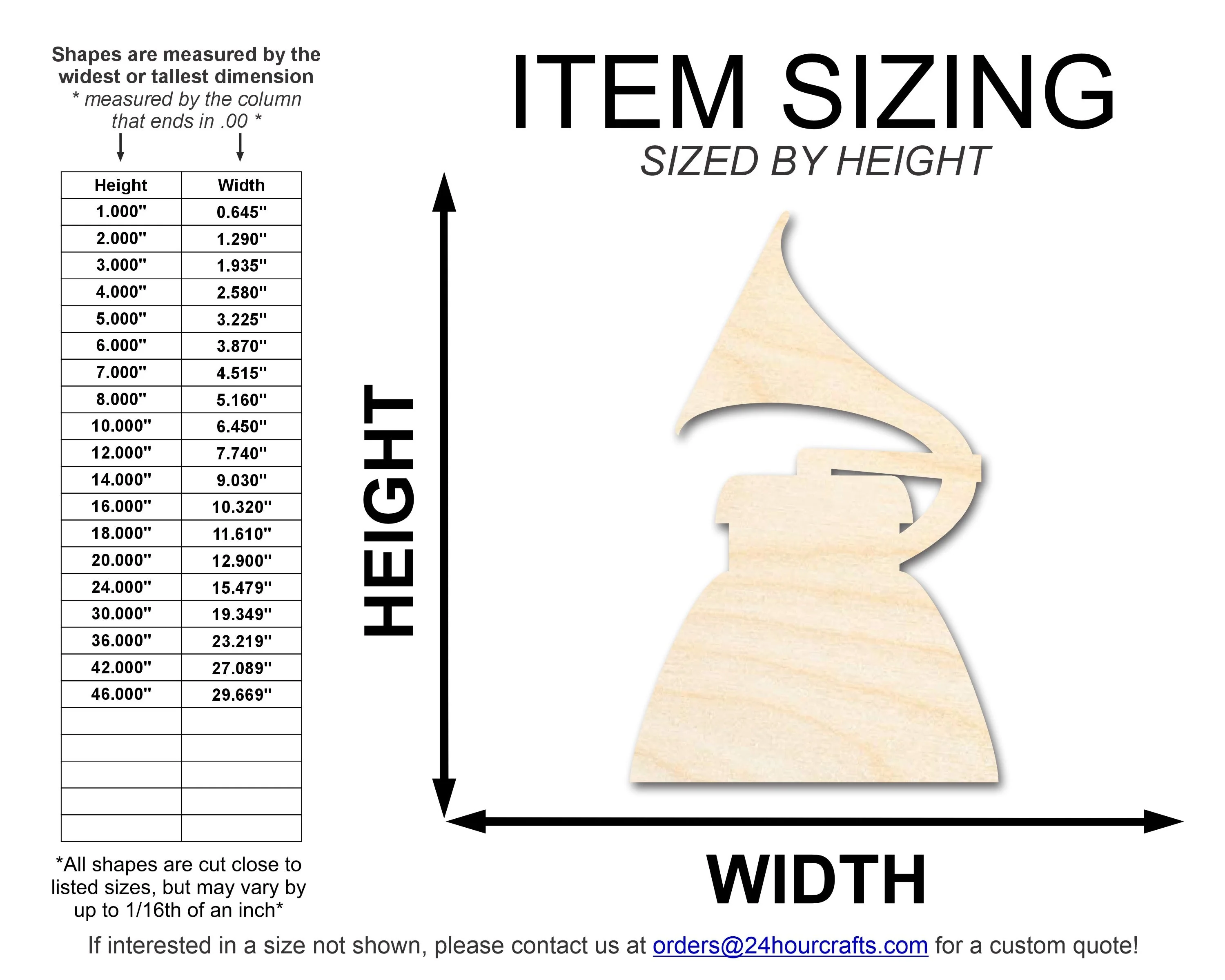 Unfinished Wood Music Award Shape | DIY Craft Cutout | up to 46" DIY - Image 2