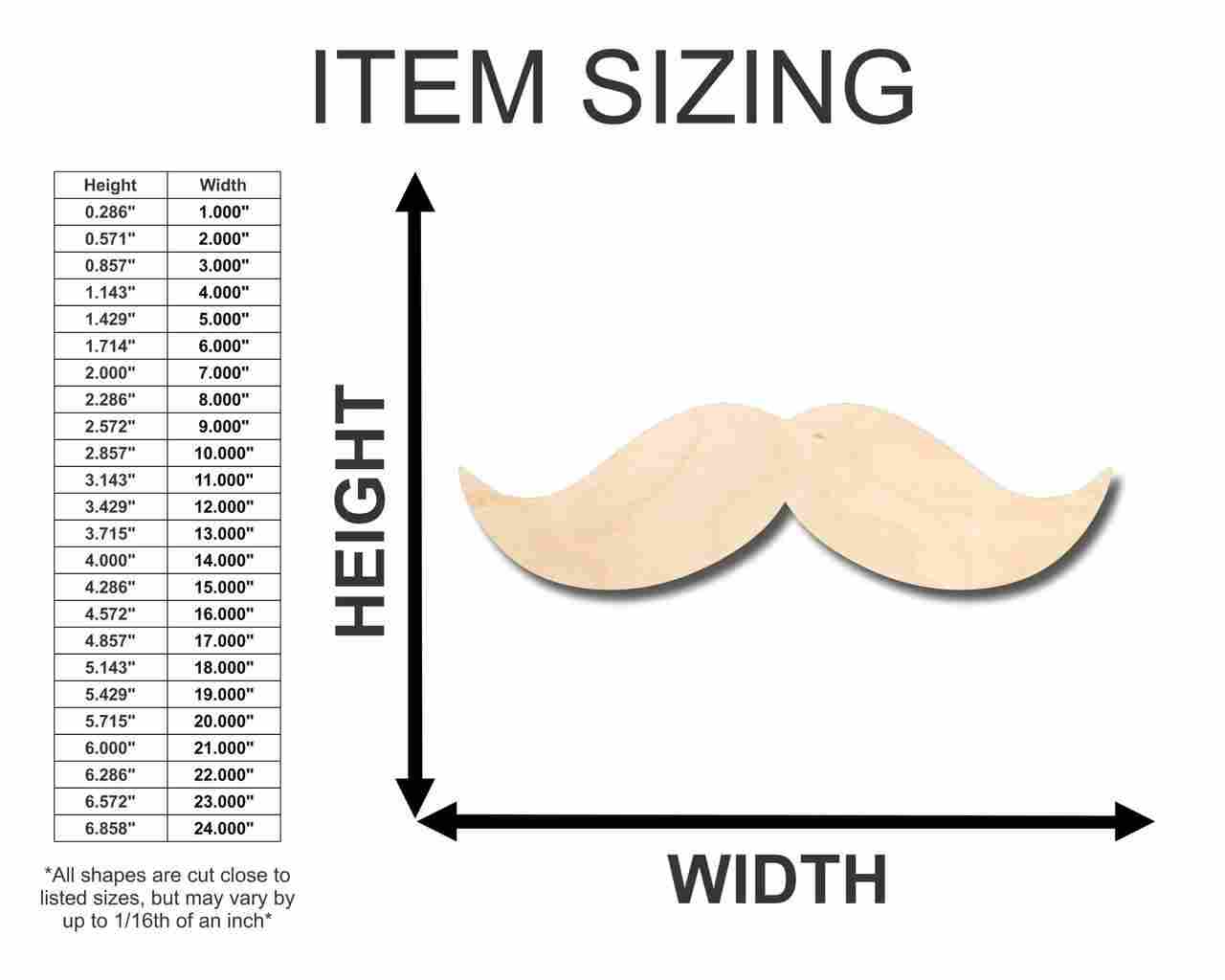 Unfinished Wood Mustache Shape - Craft - up to 46" DIY - Image 2