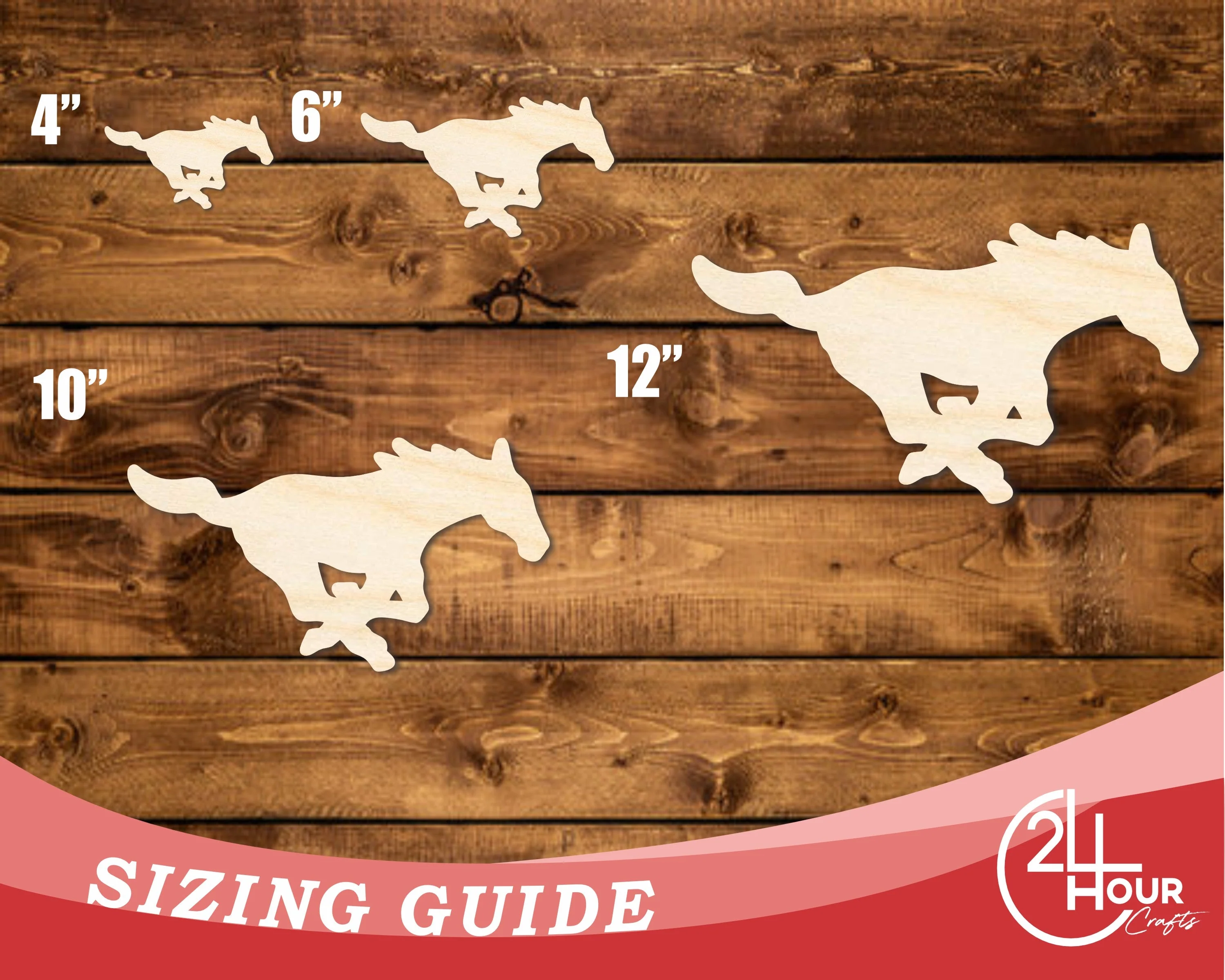 Unfinished Wood Mustang Mascot Shape | DIY Craft Cutout | up to 46" DIY - Image 3