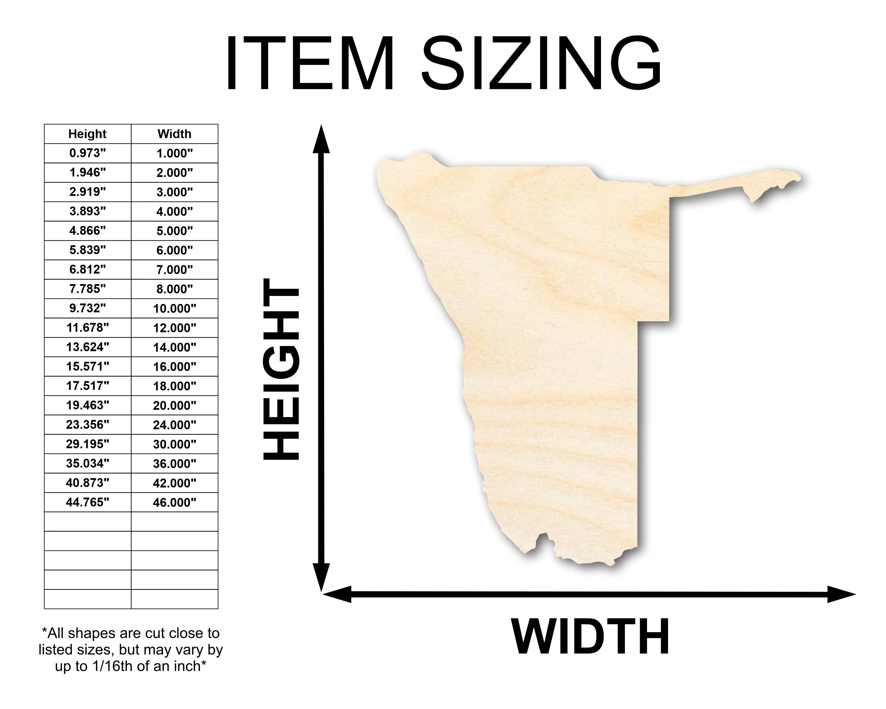 Unfinished Wood Namibia Shape - South Africa Craft - up to 46" DIY - Image 2