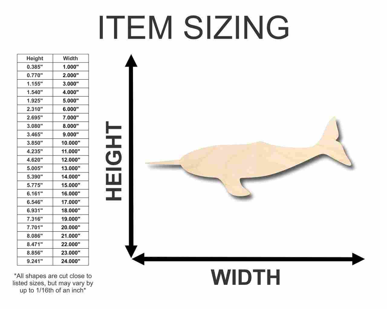 Unfinished Wood Narwhal Shape - Ocean - Fishing - Craft - up to 46" DIY - Image 2