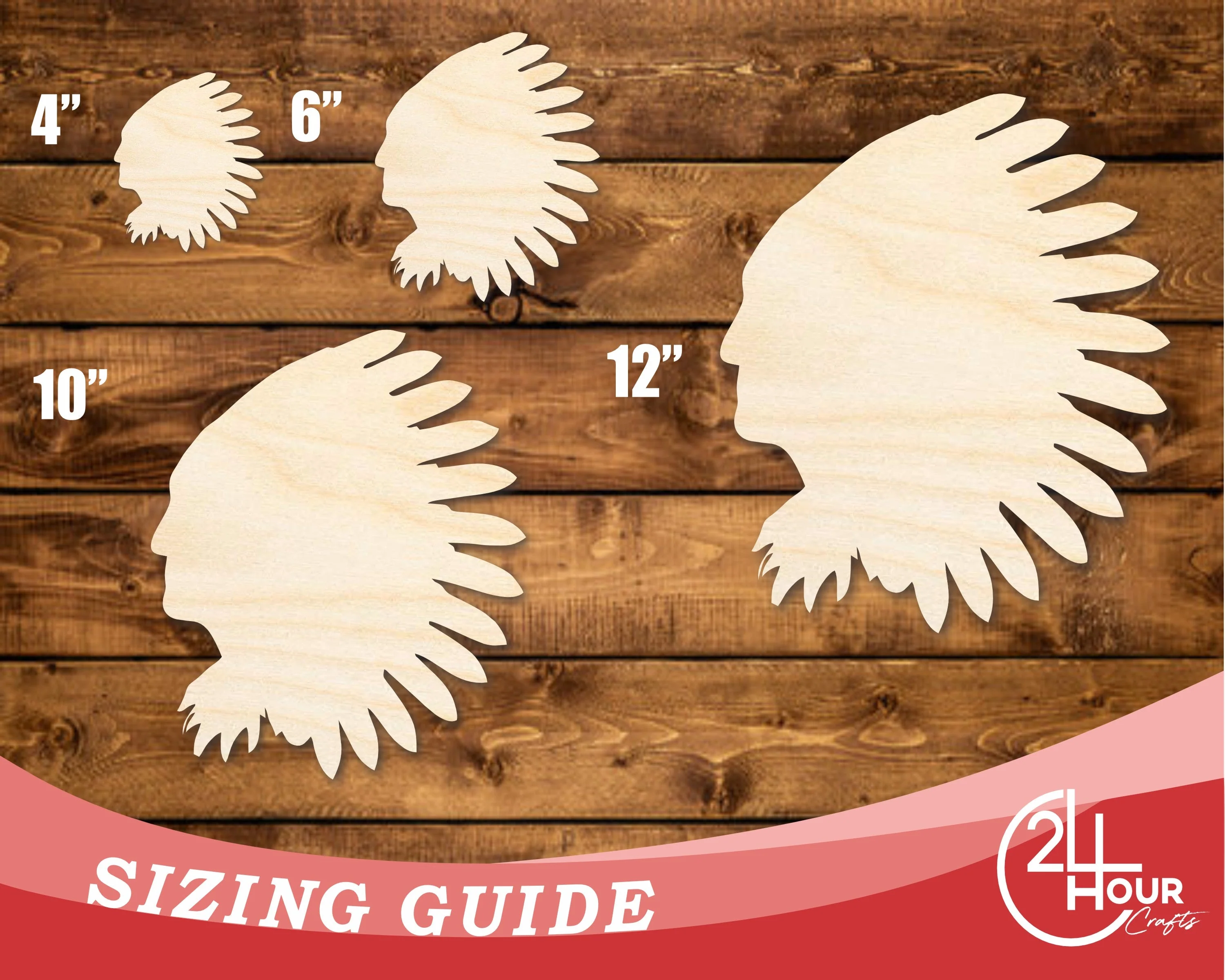 Unfinished Wood Native American Mascot Shape | DIY Craft Cutout | up to 46" DIY - Image 3