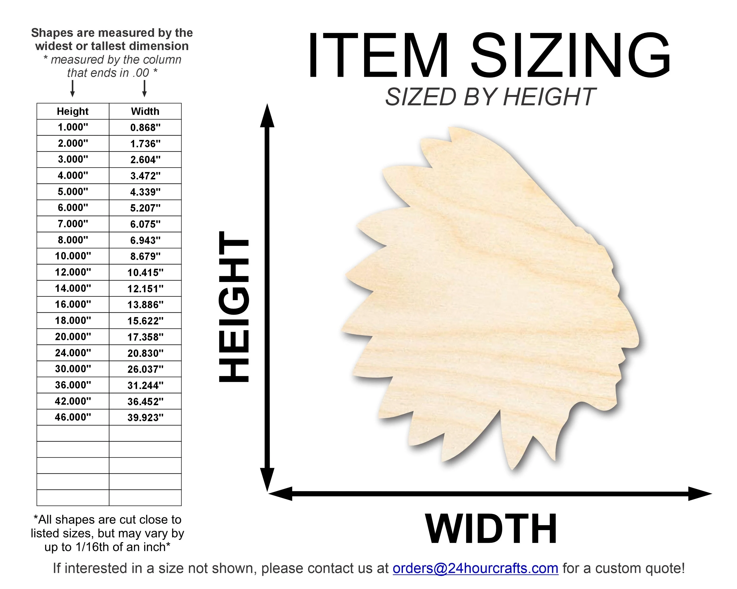 Unfinished Wood Native American Mascot Shape | DIY Craft Cutout | up to 46" DIY - Image 2