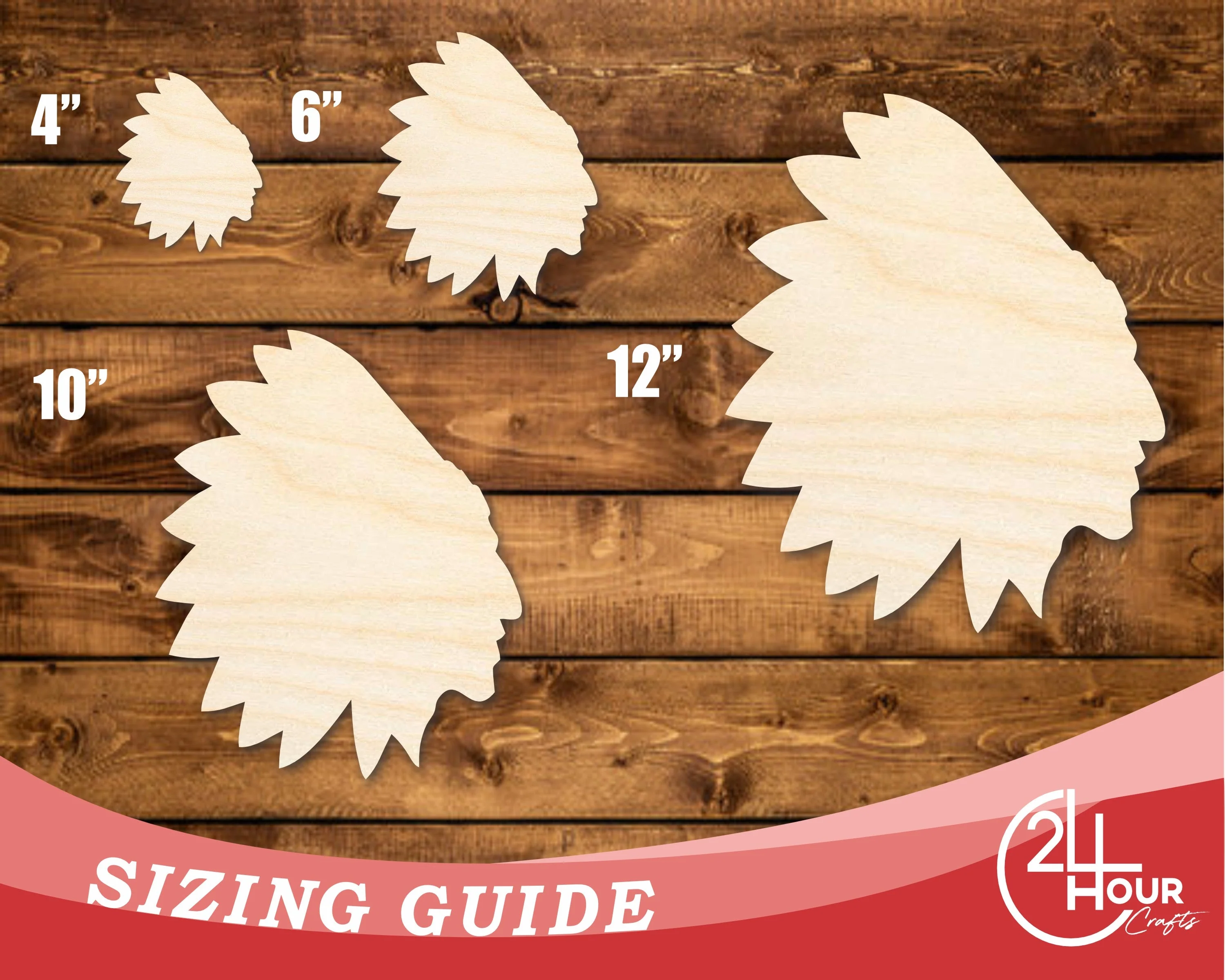 Unfinished Wood Native American Mascot Shape | DIY Craft Cutout | up to 46" DIY - Image 3