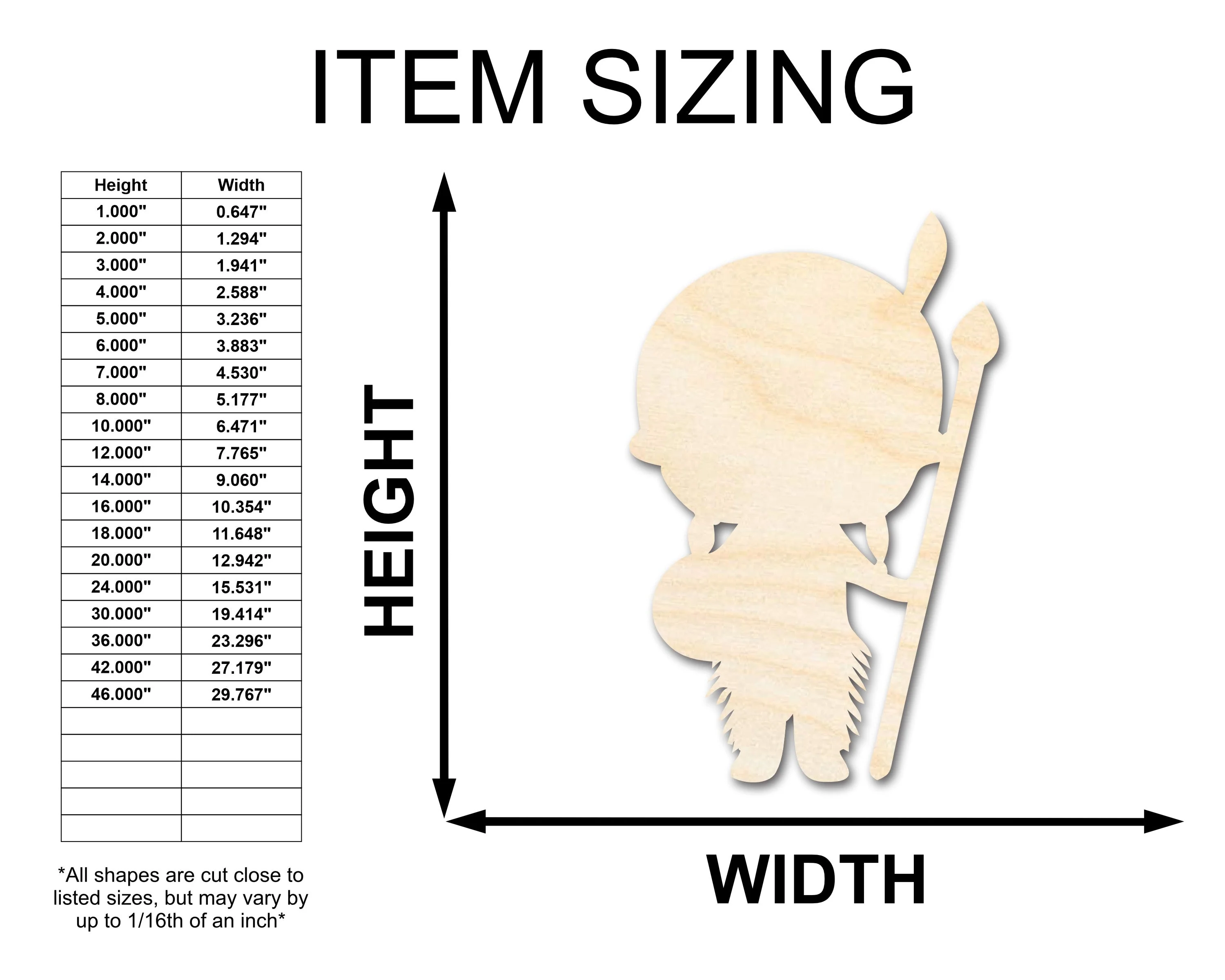 Unfinished Wood Native Boy Shape | Craft Cutout | up to 46" DIY - Image 2