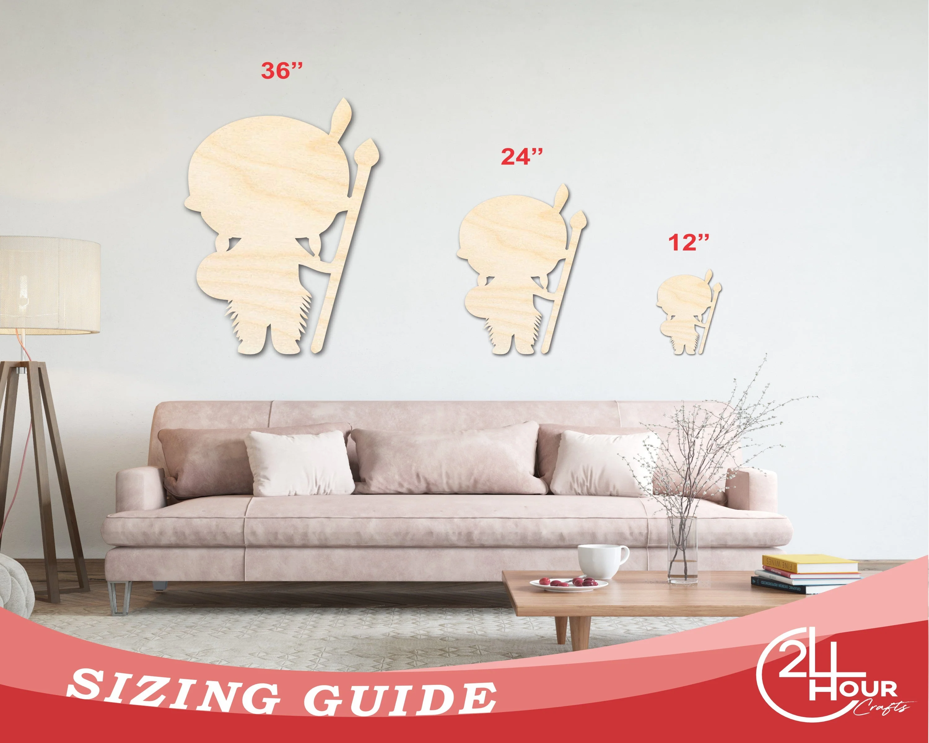 Unfinished Wood Native Boy Shape | Craft Cutout | up to 46" DIY - Image 3