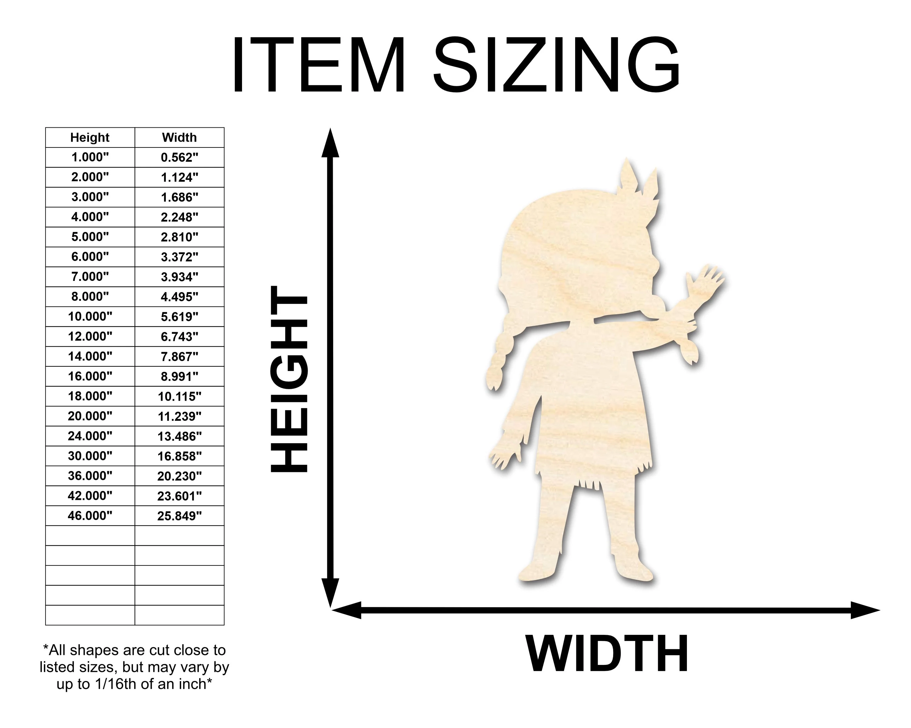 Unfinished Wood Native Girl Shape | Craft Cutout | up to 46" DIY - Image 2