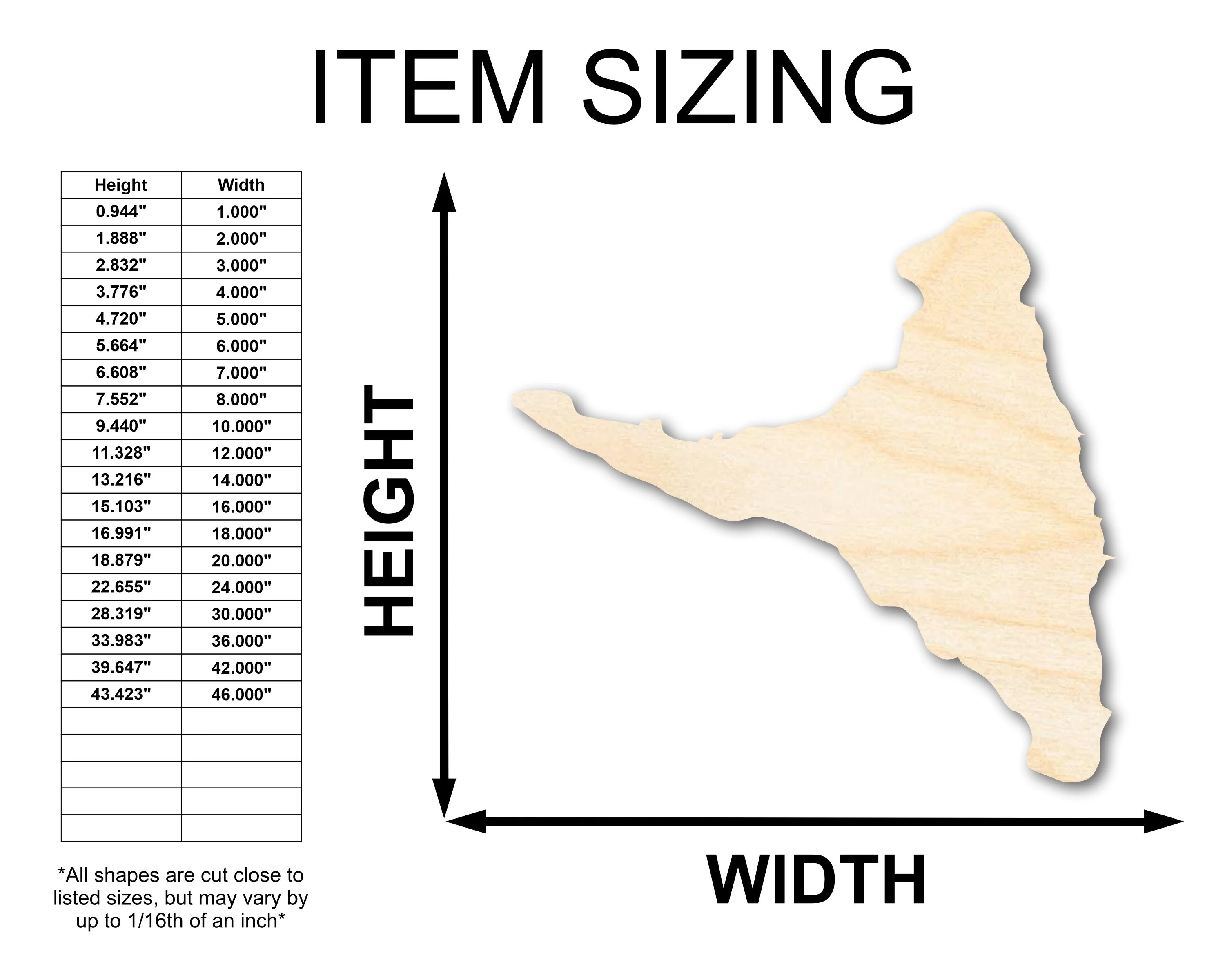 Unfinished Wood Ndzuwani Island Shape - Comoros Craft - up to 46" DIY - Image 2