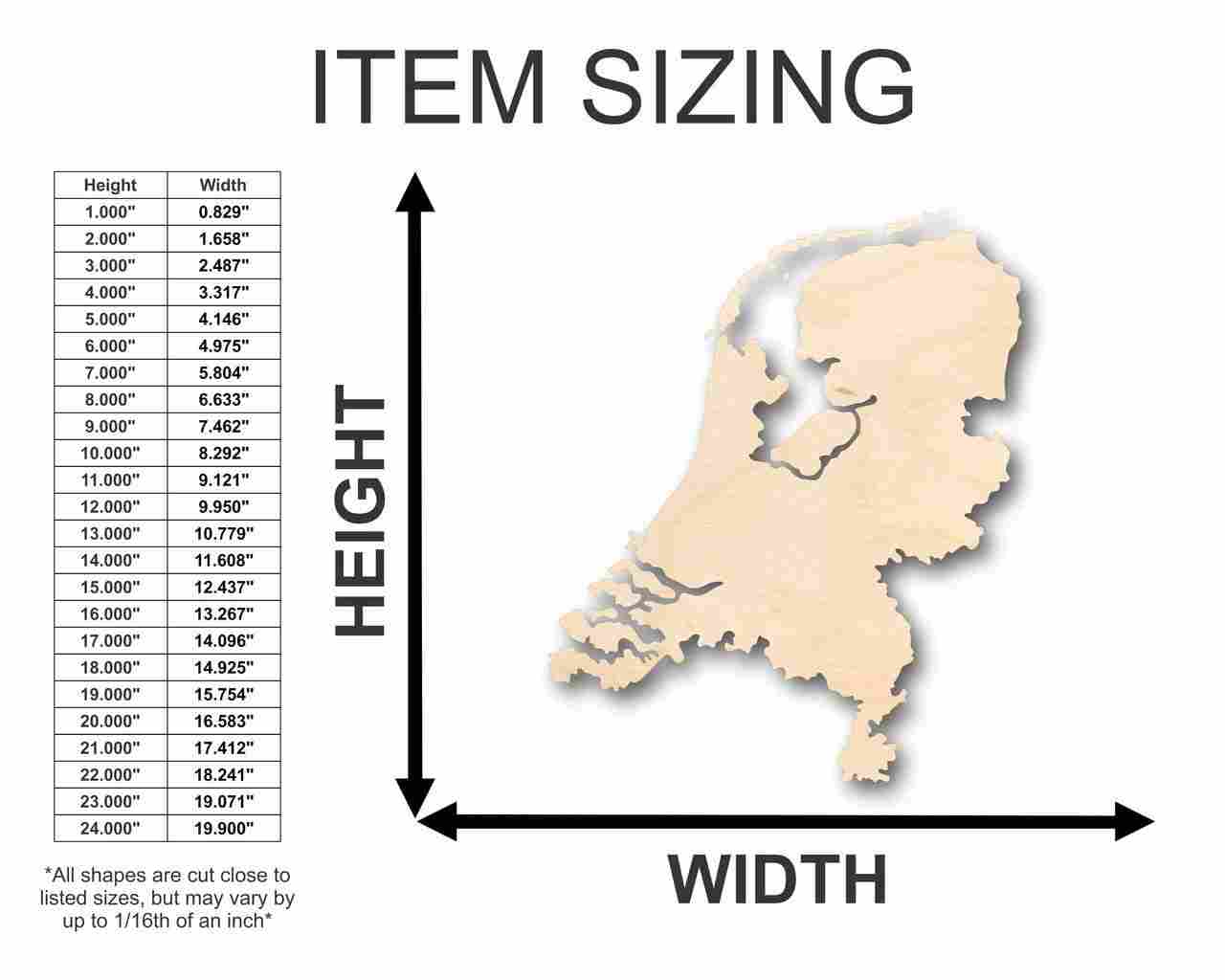 Unfinished Wood Netherlands Shape - Country - Craft - up to 46" DIY - Image 2