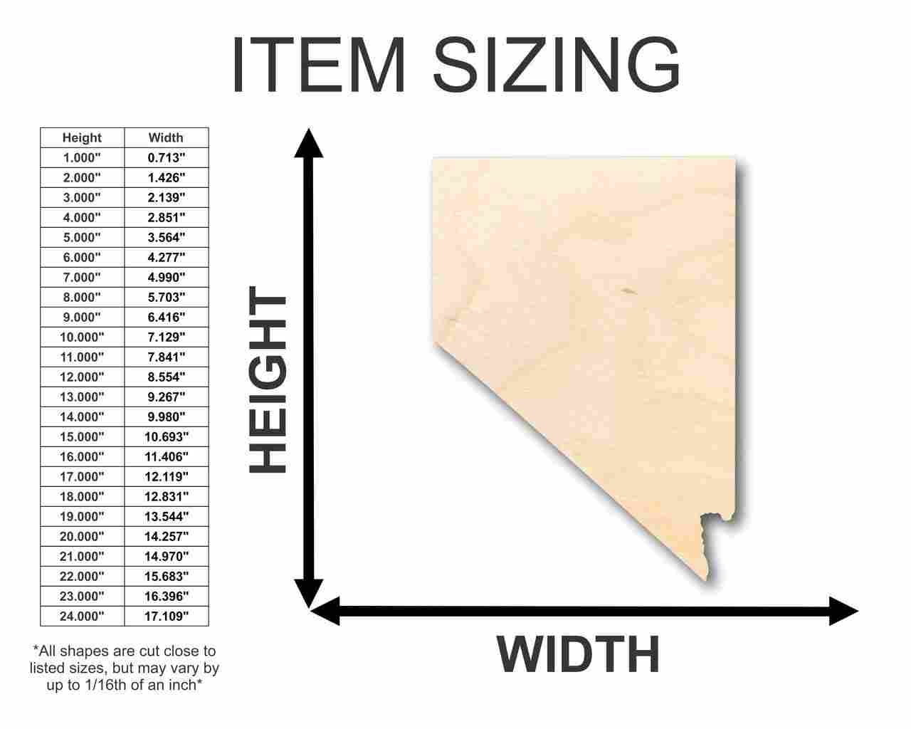 Unfinished Wood Nevada Shape - State - Craft - up to 46" DIY - Image 2
