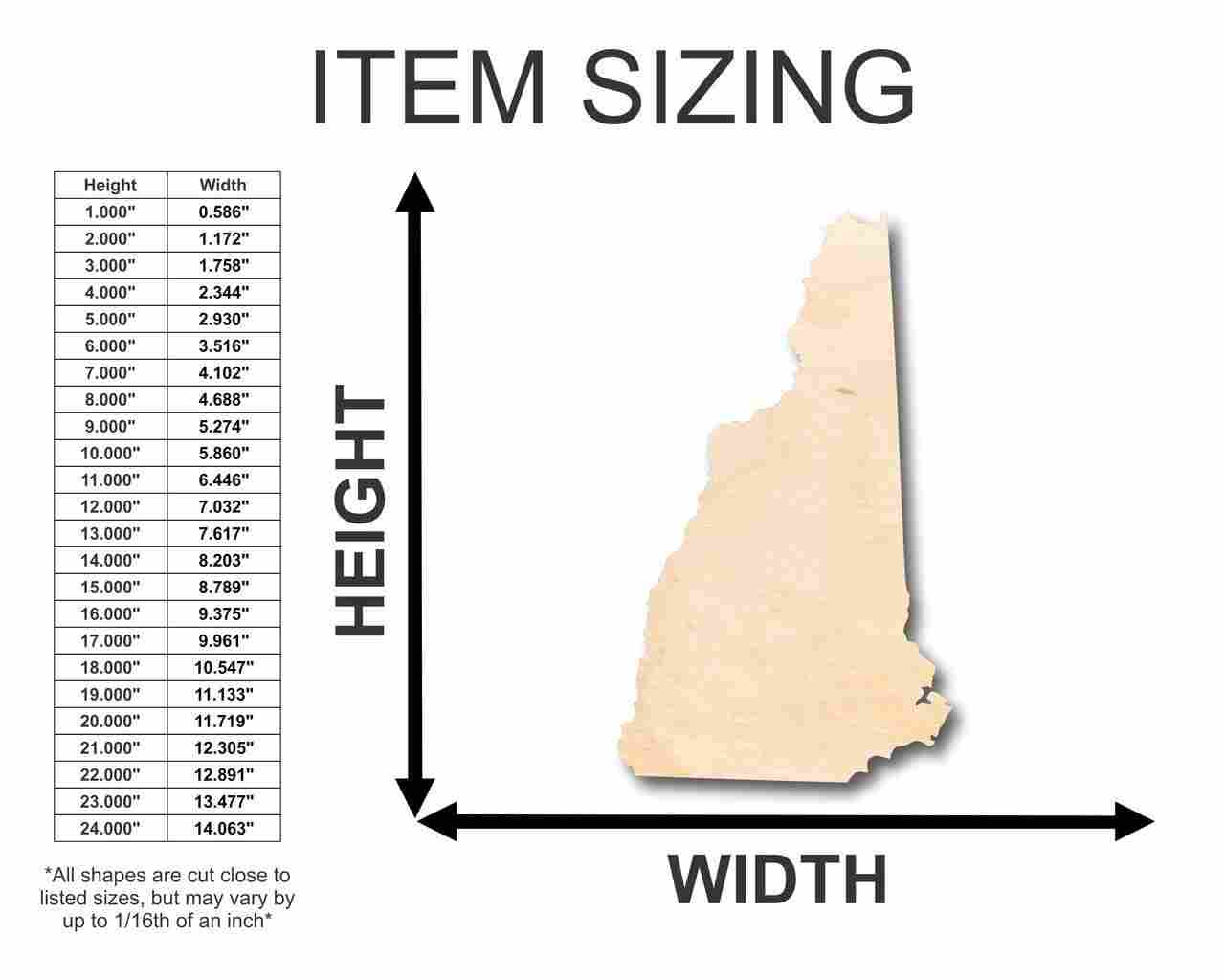Unfinished Wood New Hampshire Shape - State - Craft - up to 46" DIY - Image 2