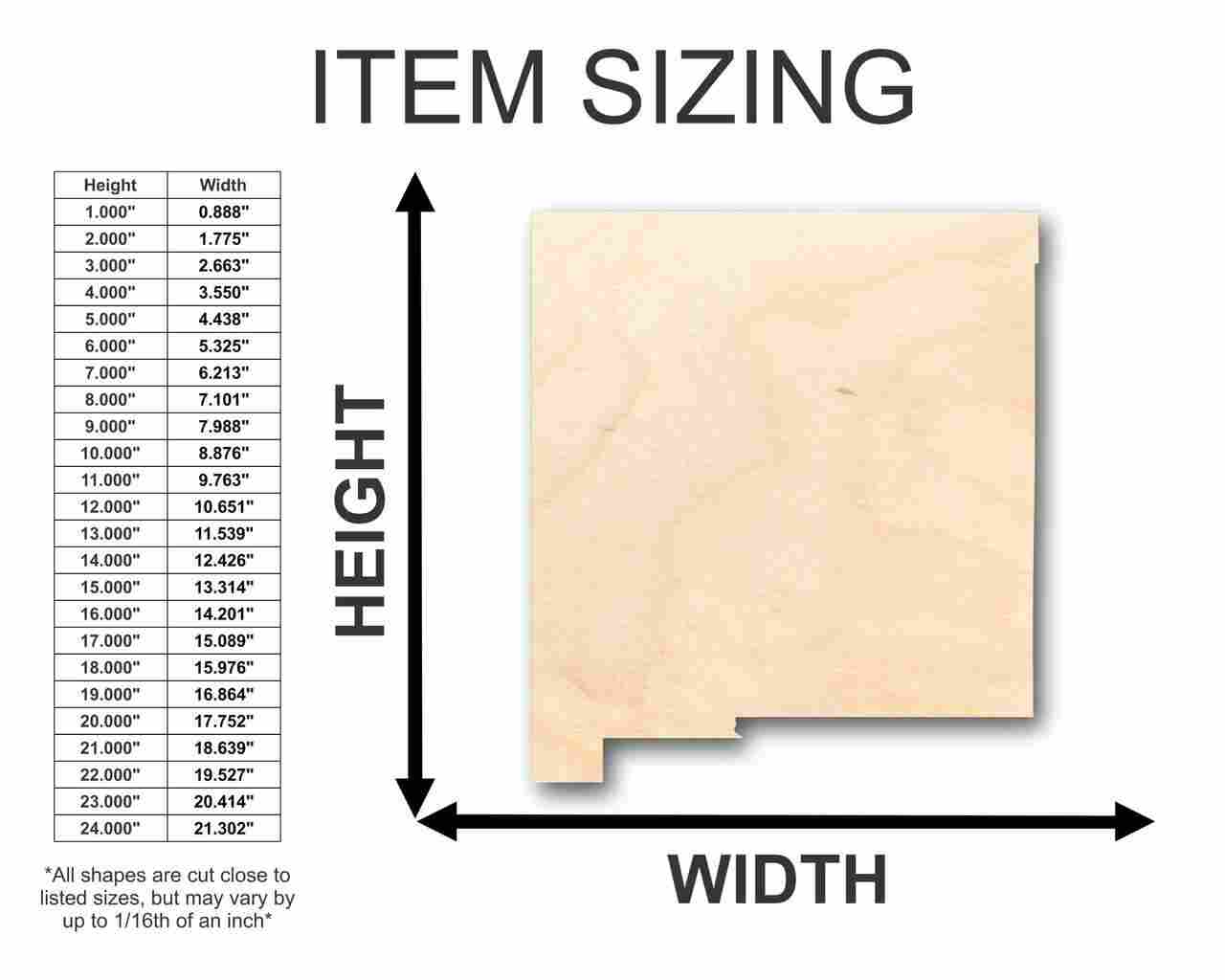 Unfinished Wood New Mexico Shape - State - Craft - up to 46" DIY - Image 2
