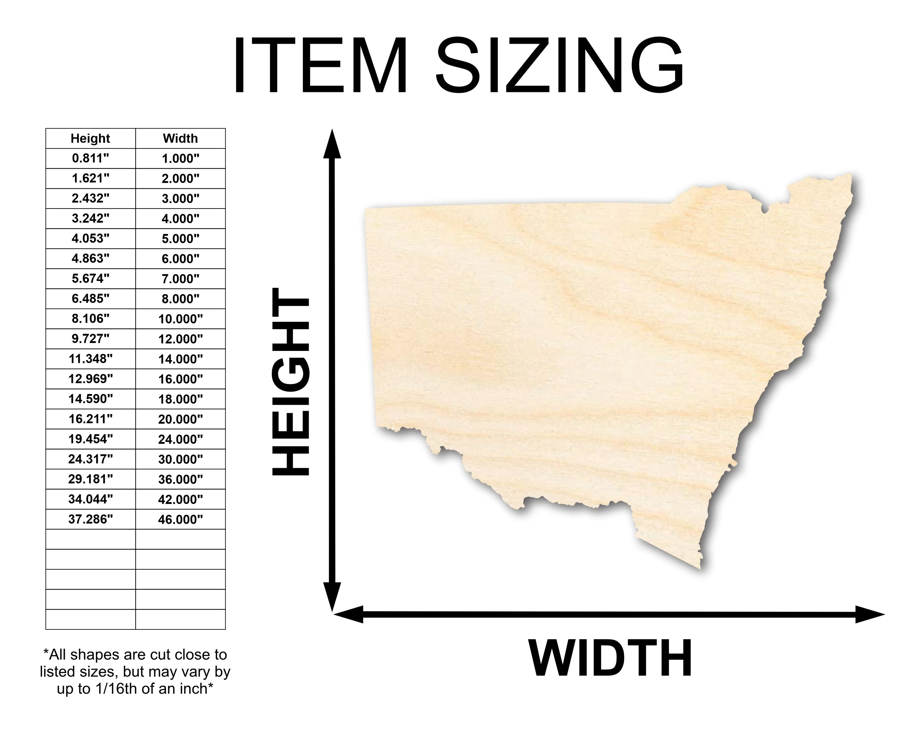 Unfinished Wood New South Wales State Shape - Australia State Craft - up to 46" DIY - Image 2