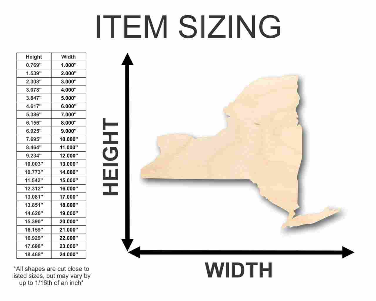 Unfinished Wood New York Shape - State - Craft - up to 46" DIY - Image 2