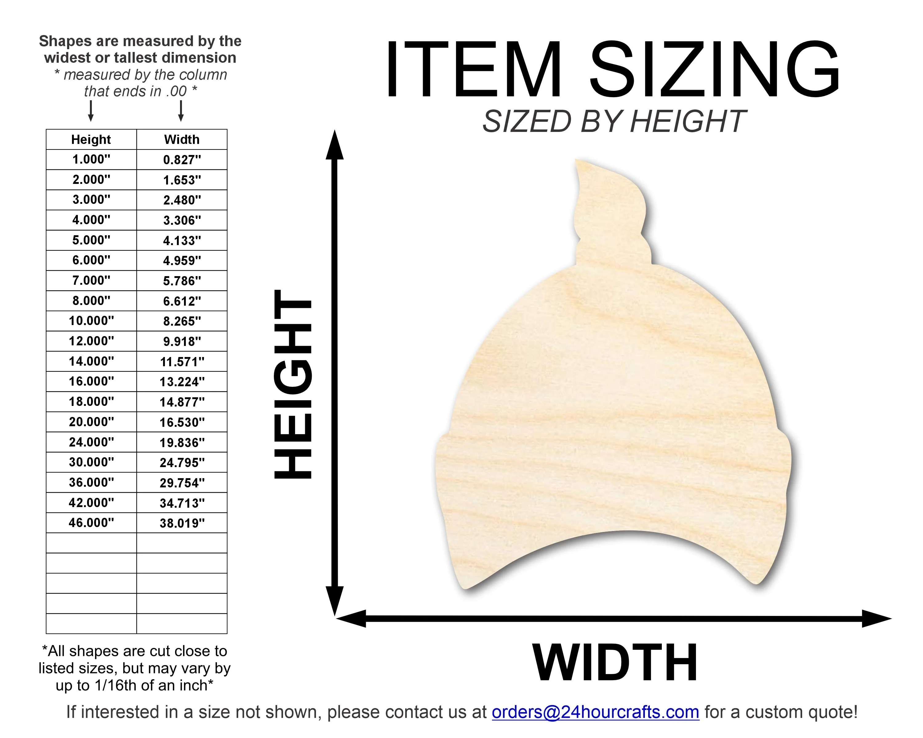 Unfinished Wood Newborn Baby Hat Shape | DIY Craft Cutout | up to 46" DIY - Image 2