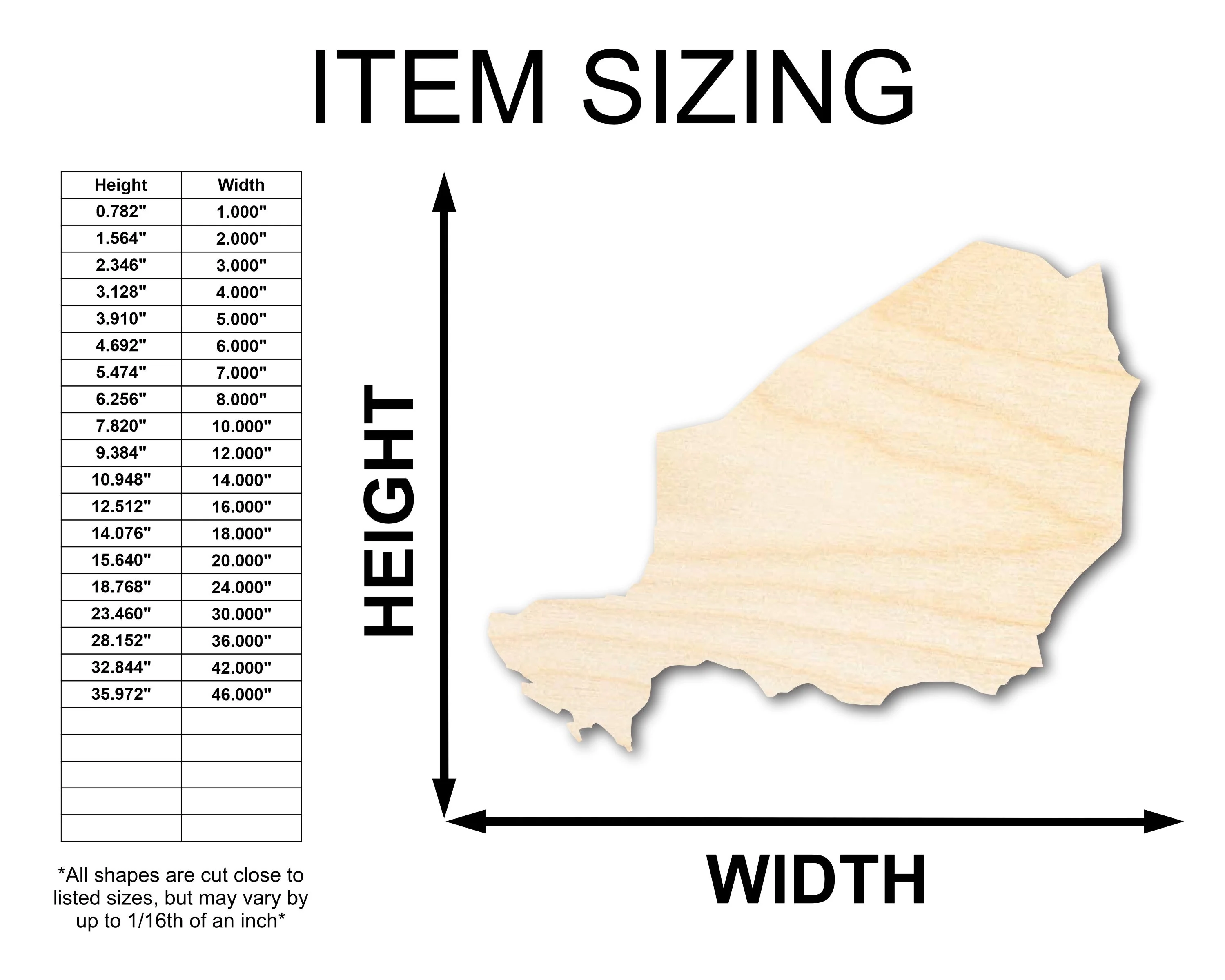 Unfinished Wood Niger Shape - West Africa Craft - up to 46" DIY - Image 2