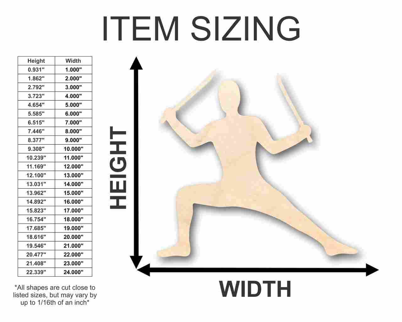 Unfinished Wood Ninja Shape - Craft - up to 46" DIY - Image 2