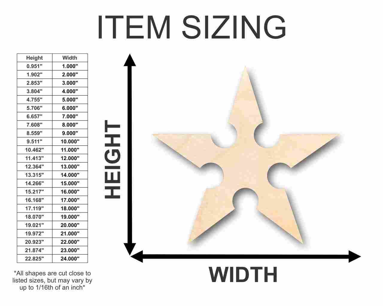 Unfinished Wood Ninja Star Shape - Craft - up to 46" DIY - Image 2