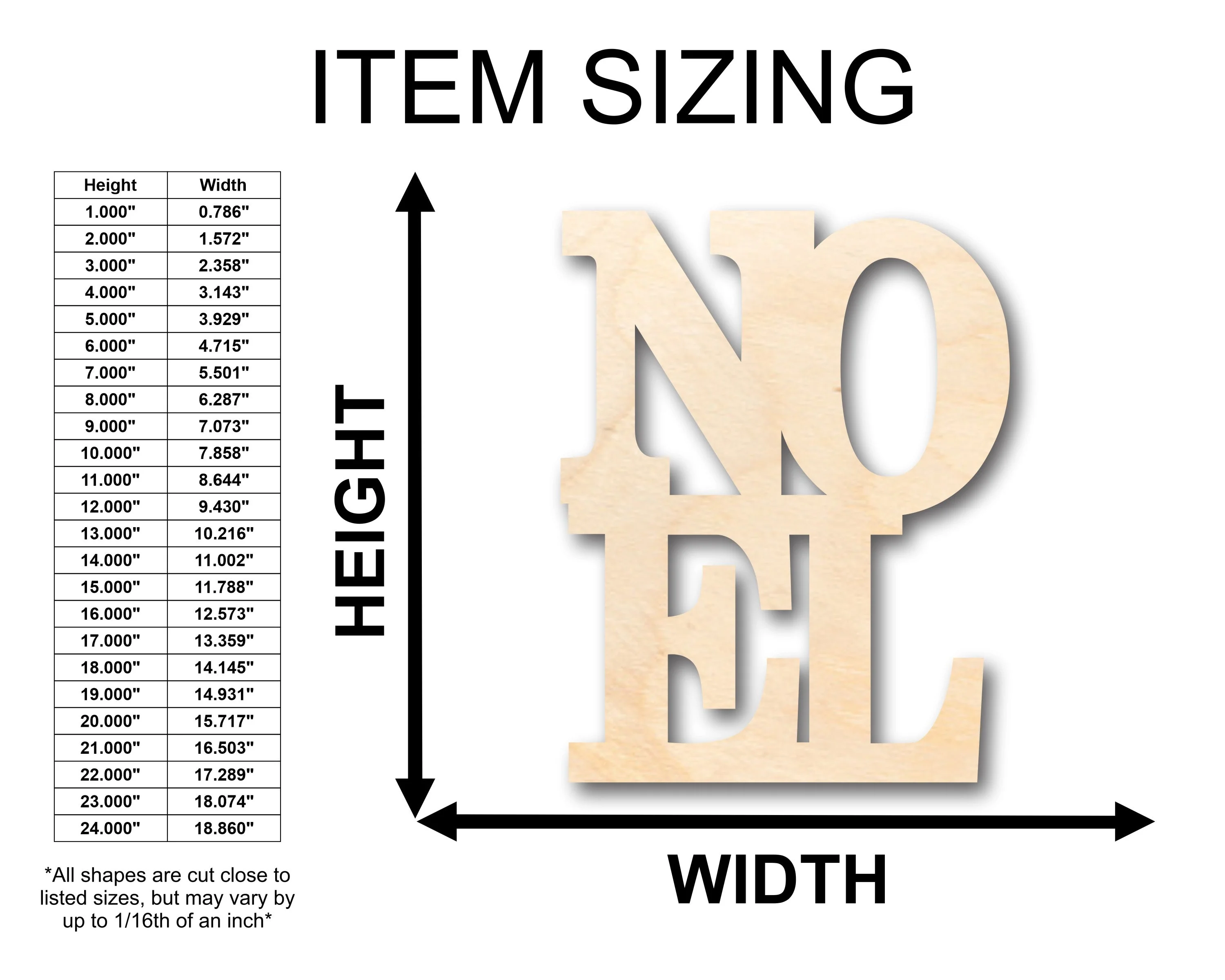Unfinished Wood Noel Shape - Craft - up to 46" DIY - Image 2