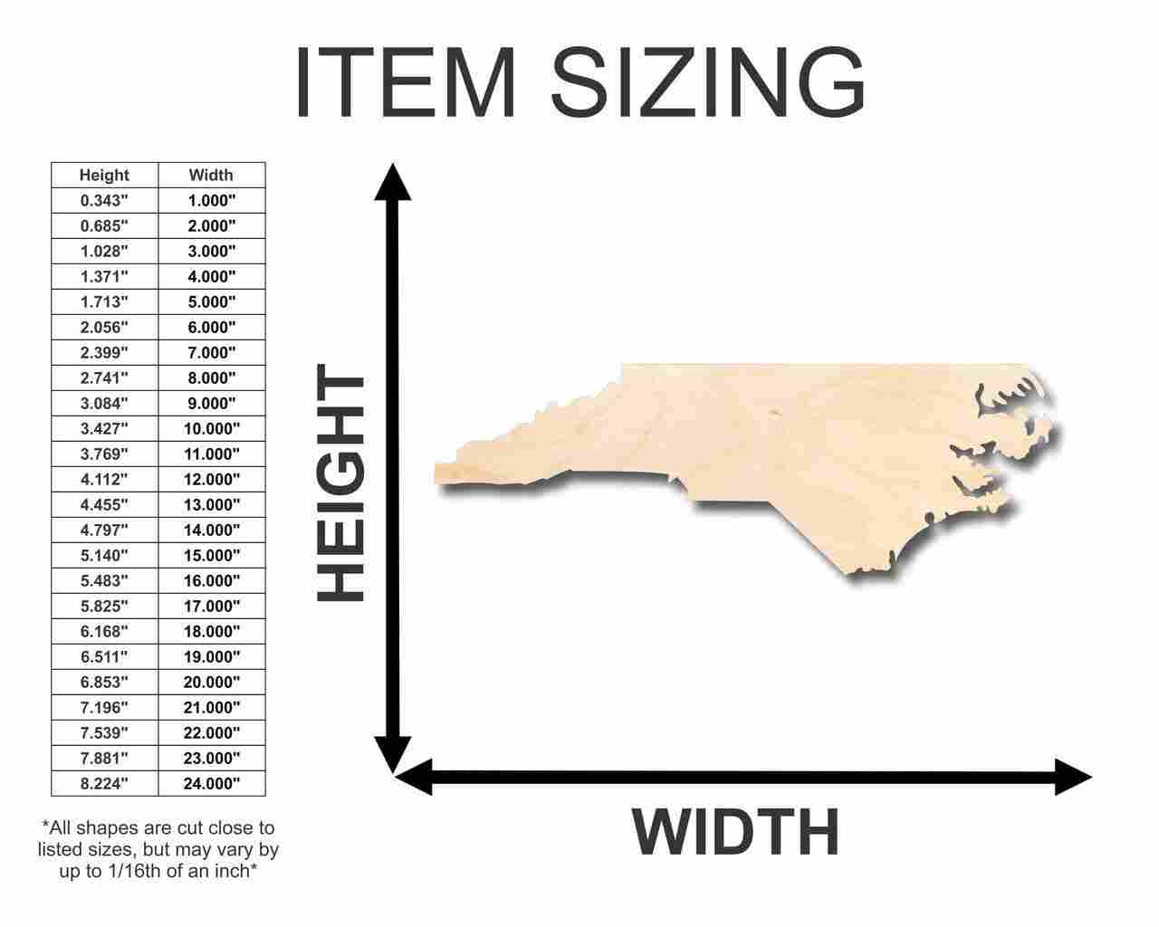 Unfinished Wood North Carolina Shape - State - Craft - up to 46" DIY - Image 2