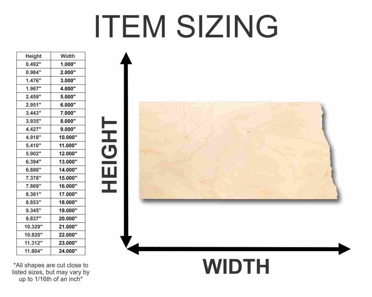 Unfinished Wood North Dakota Shape - State - Craft - up to 46" DIY - Image 2