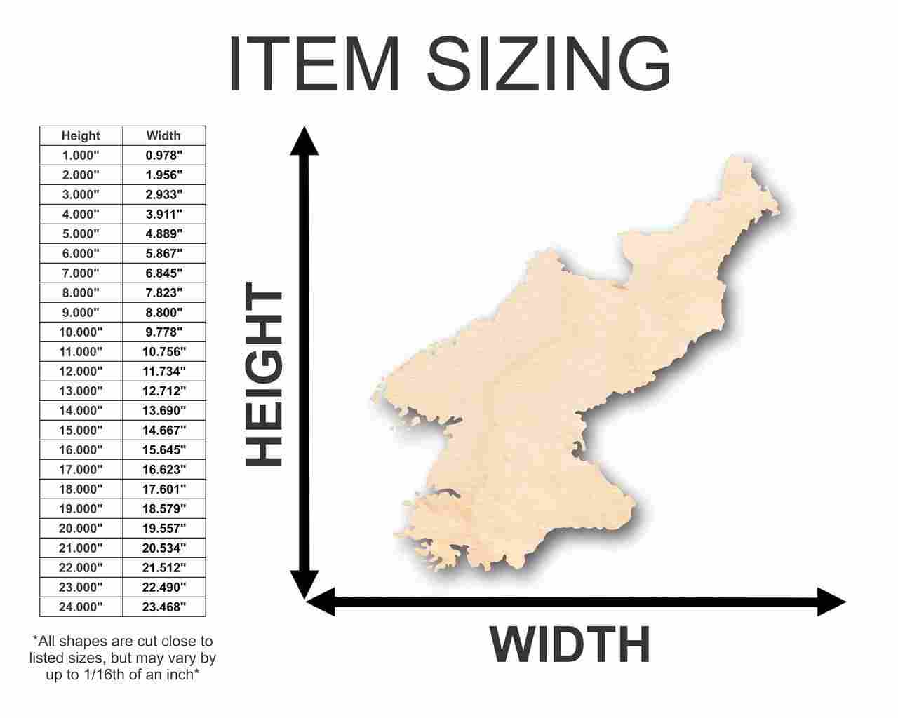 Unfinished Wood North Korea Shape - Country - Craft - up to 46" DIY - Image 2