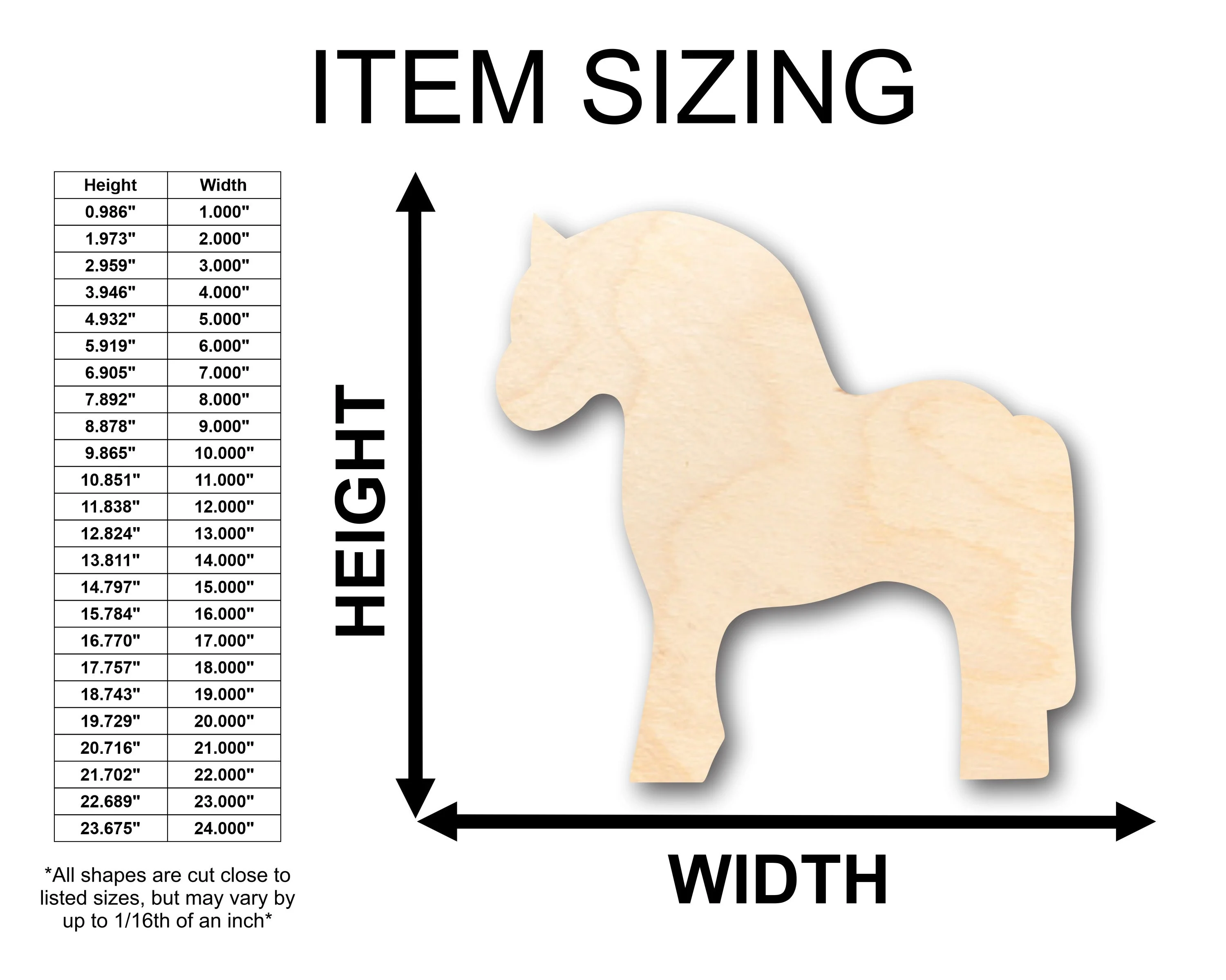 Unfinished Wood Norwegian Fjord Dala Horse Shape - Craft - up to 46" DIY - Image 2