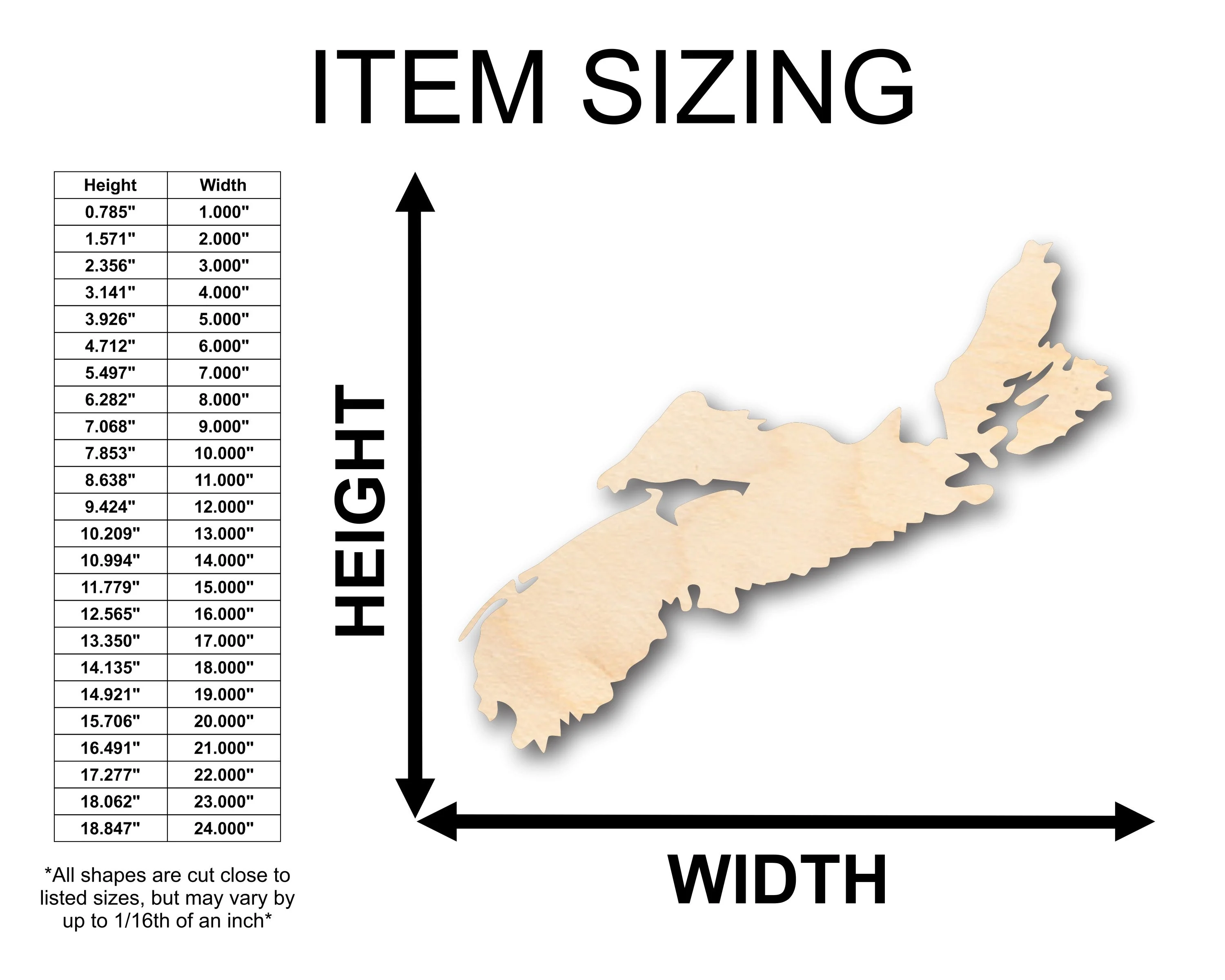 Unfinished Wood Nova Scotia Shape - Craft - up to 46" DIY - Image 2