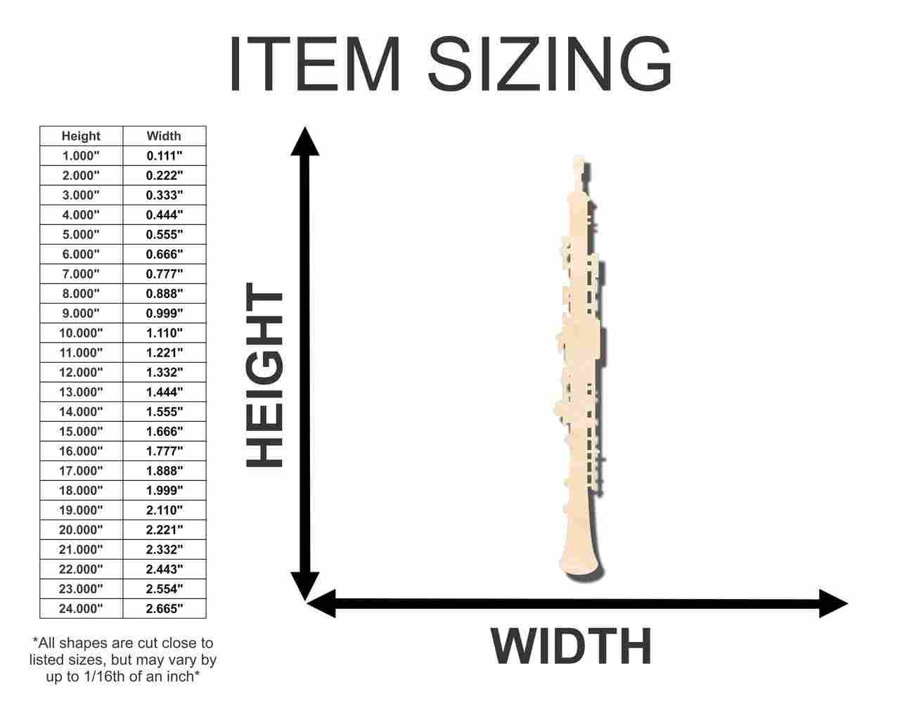 Unfinished Wood Oboe Shape - Music - Craft - up to 46" DIY - Image 2