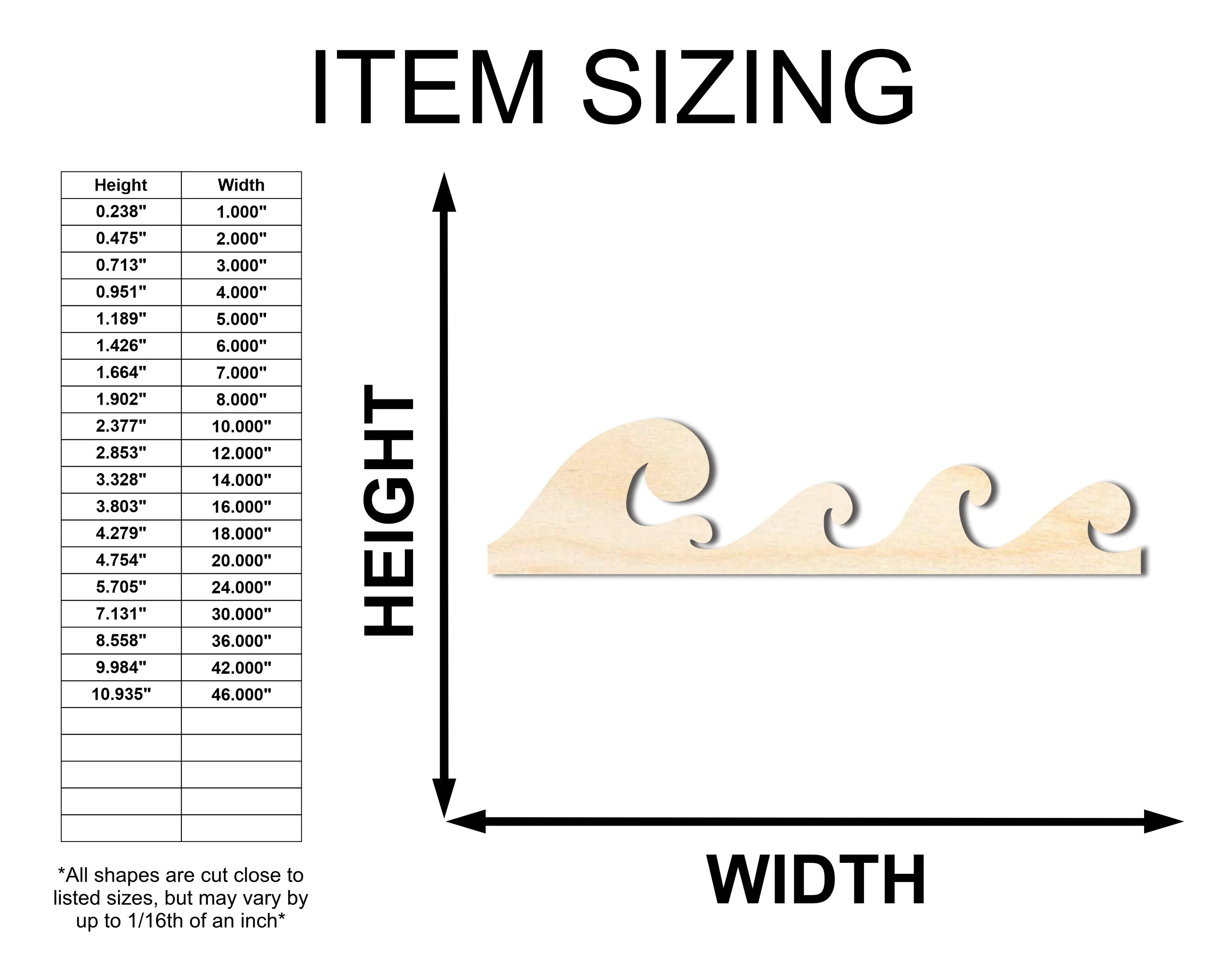 Unfinished Wood Ocean Wave Shape | Craft Cutout | up to 46" DIY - Image 2