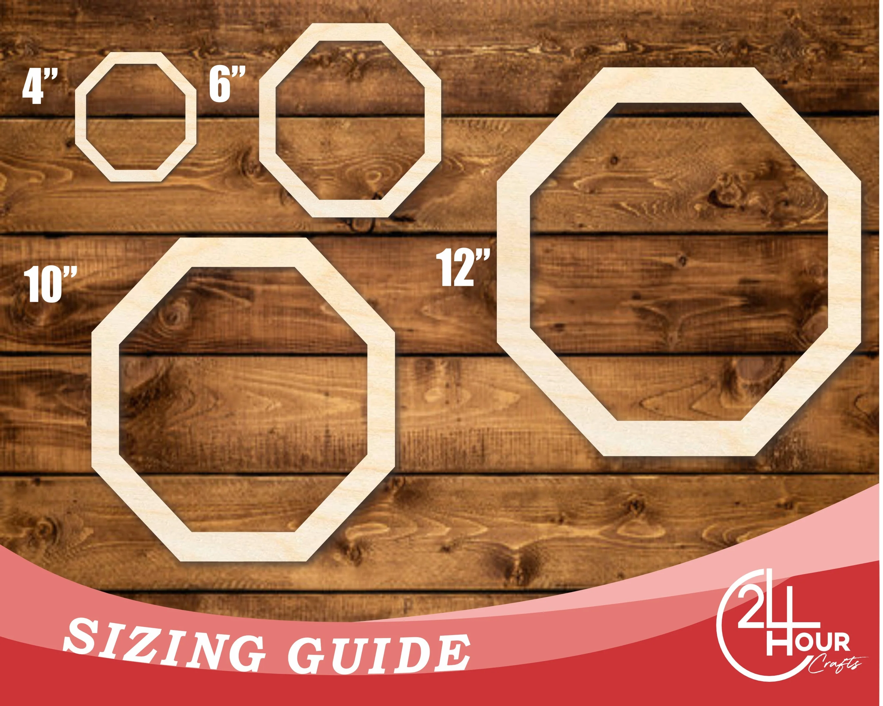 Unfinished Wood Octagon Outline Shape | DIY Craft Cutout | up to 46" DIY - Image 3
