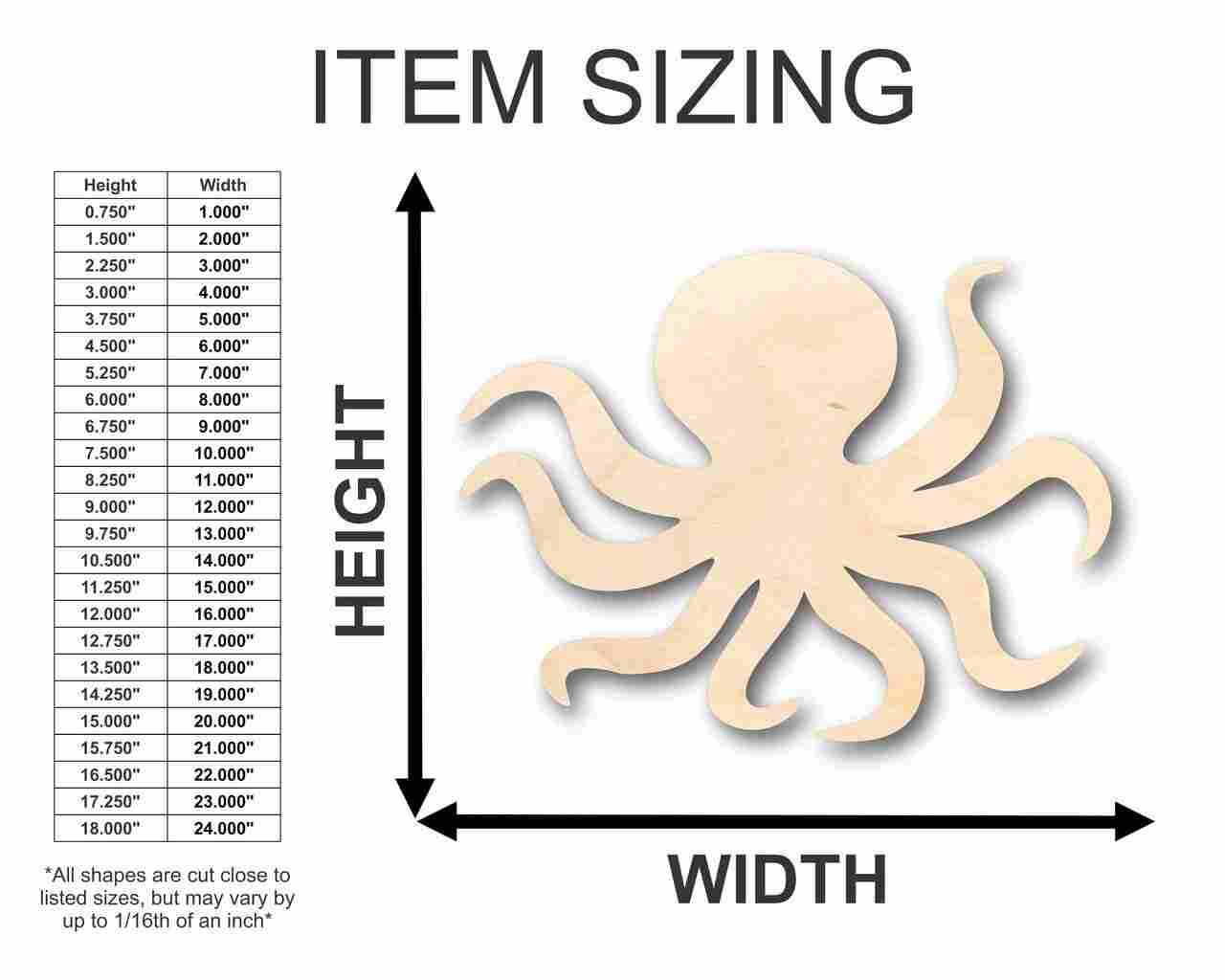 Unfinished Wood Octopus Shape - Ocean - Craft - up to 46" DIY - Image 2