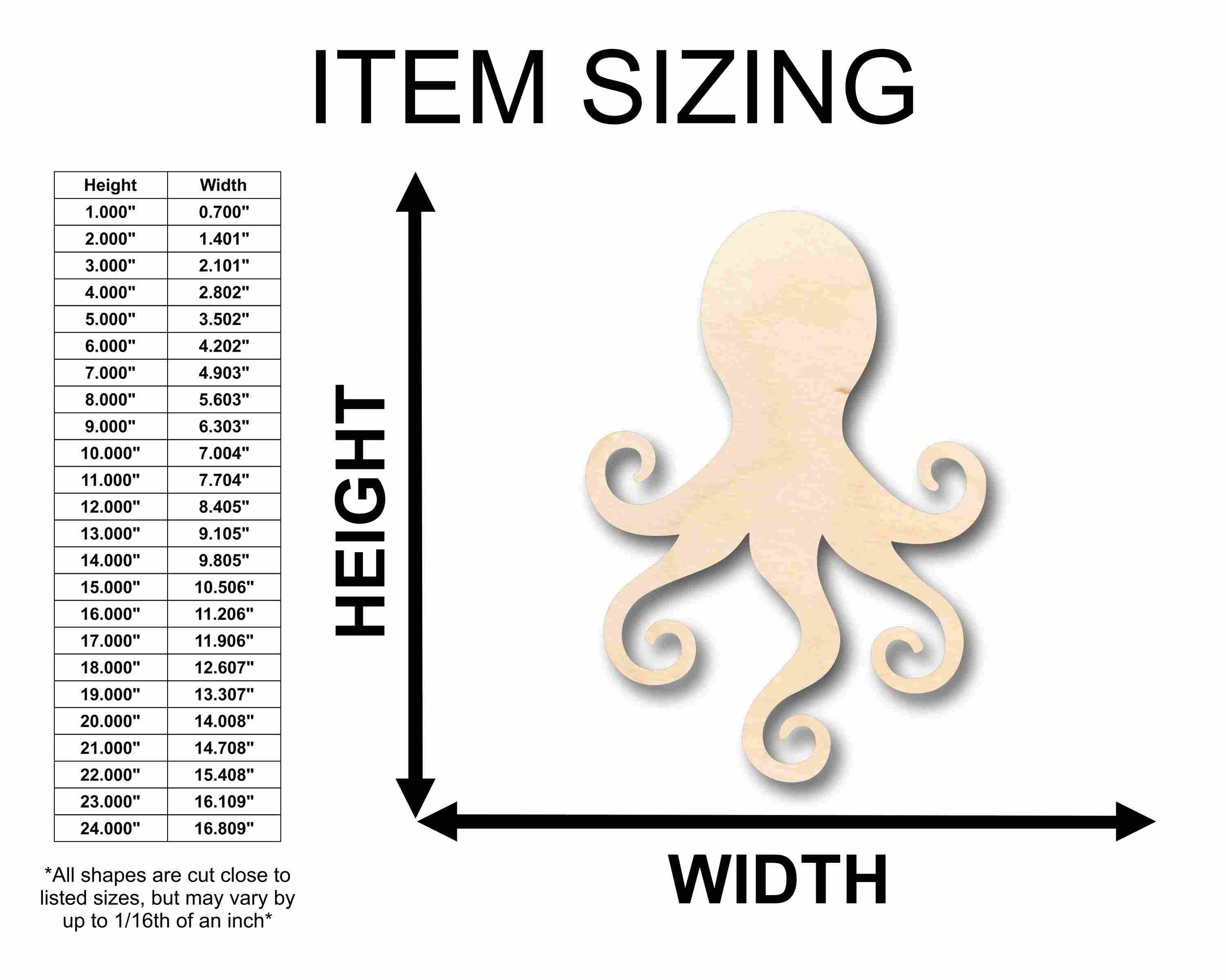 Unfinished Wood Octopus Silhouette - Craft- up to 46" DIY - Image 2