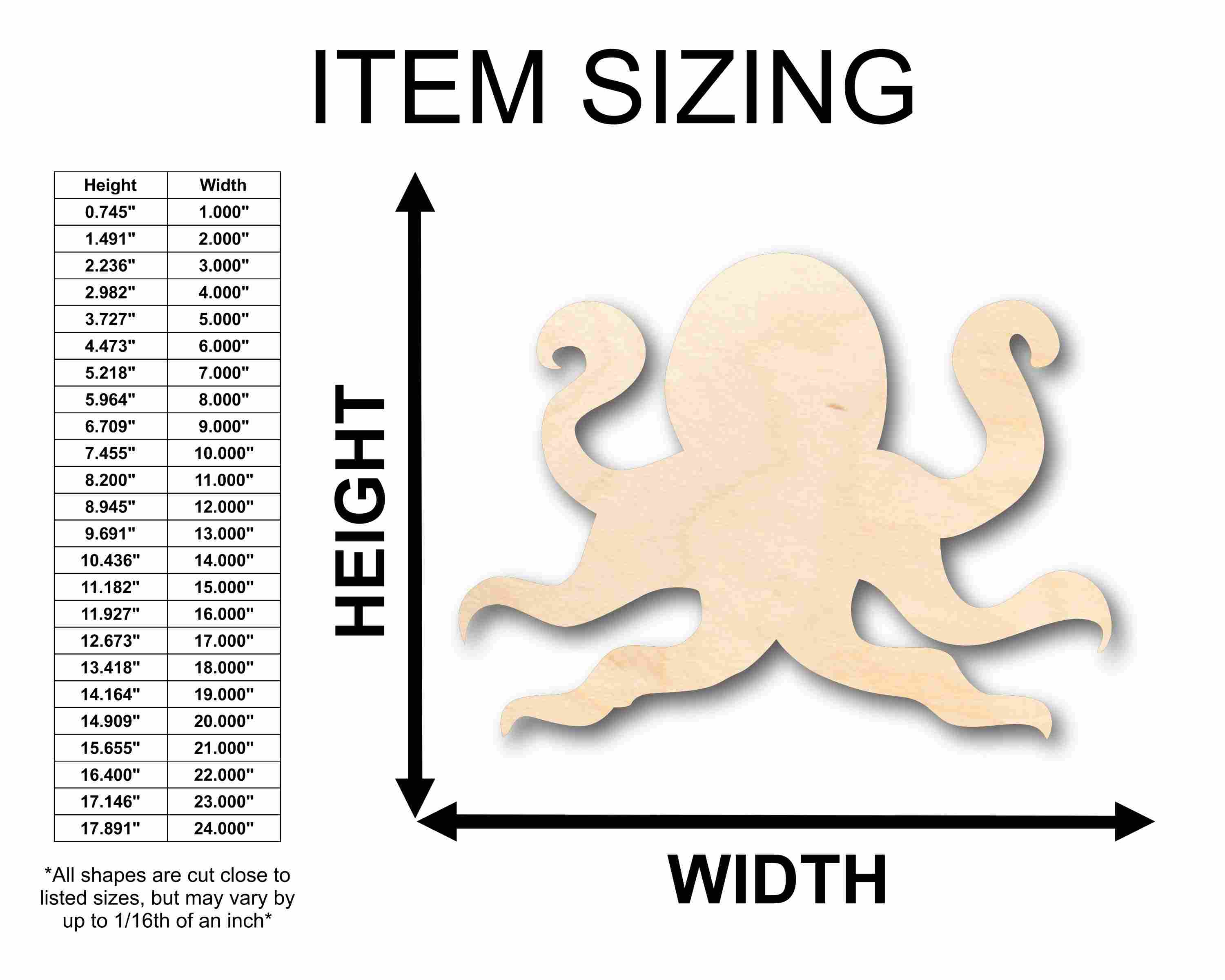Unfinished Wood Octopus Silhouette - Craft- up to 46" DIY - Image 2