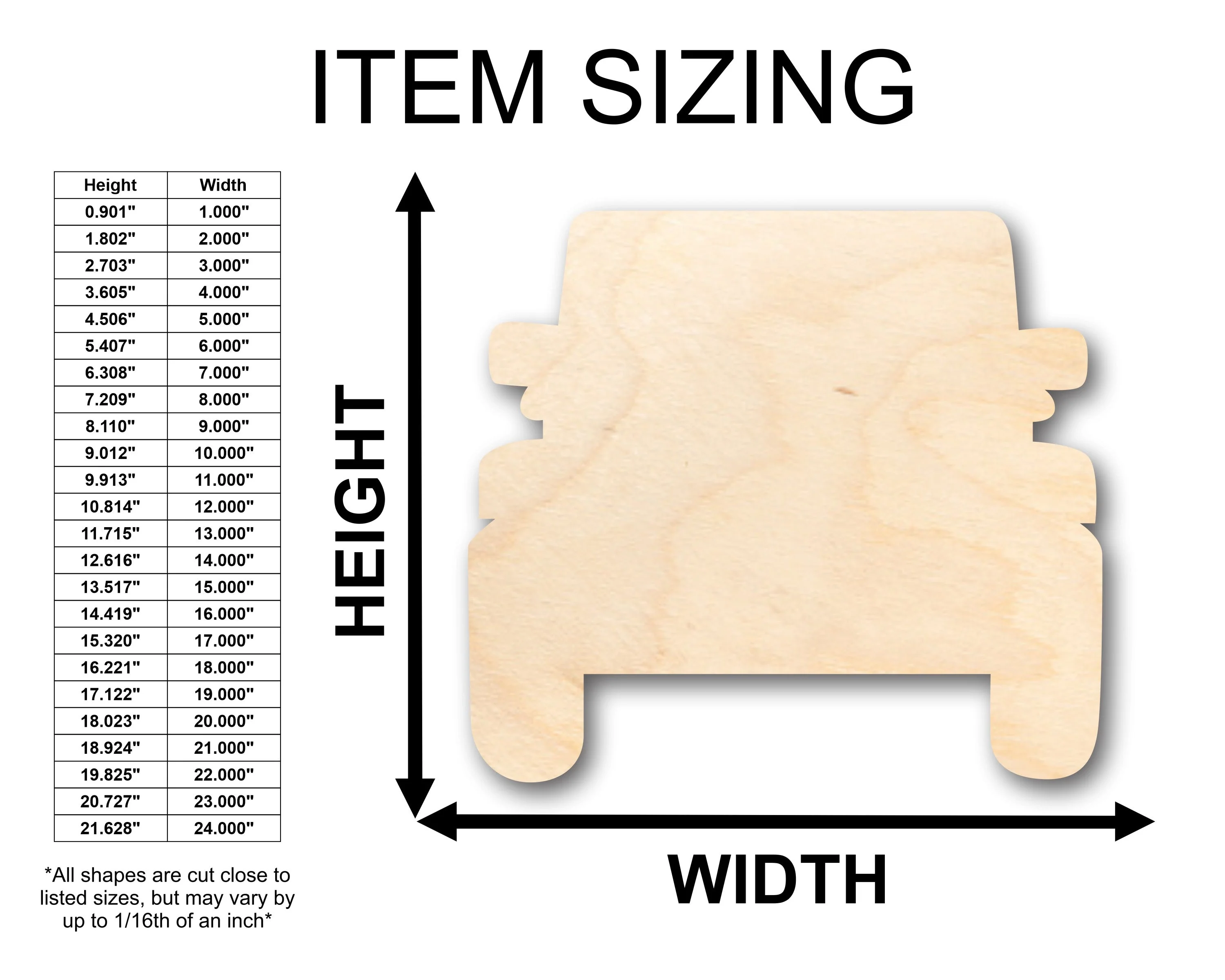 Unfinished Wood Off Road Vehicle Shape - Craft - up to 46" DIY - Image 2