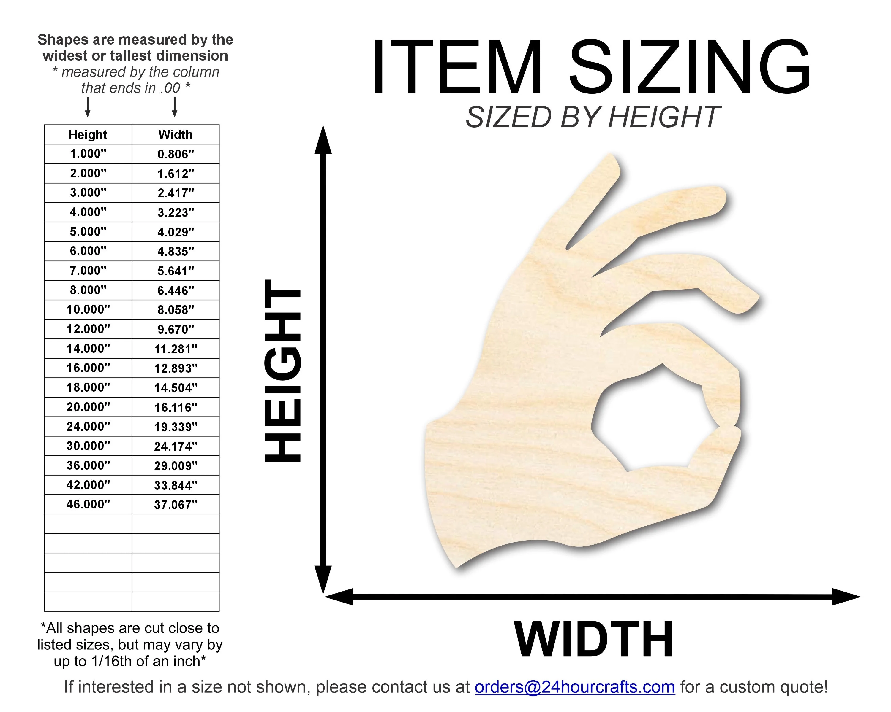 Unfinished Wood Okay Hand Shape | DIY Craft Cutout | up to 46" DIY - Image 2