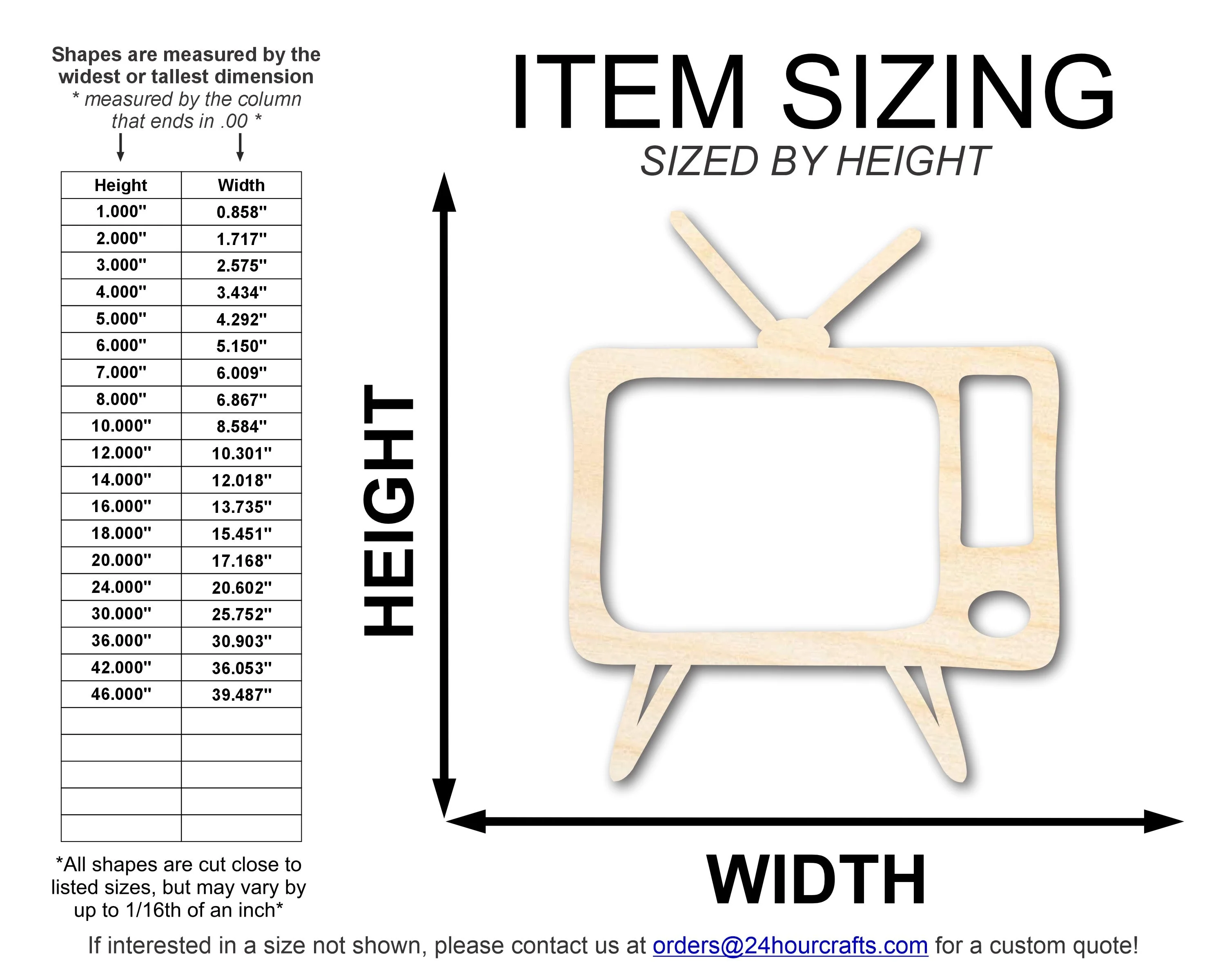 Unfinished Wood Old TV Shape | DIY Craft Cutout | up to 46" DIY - Image 2