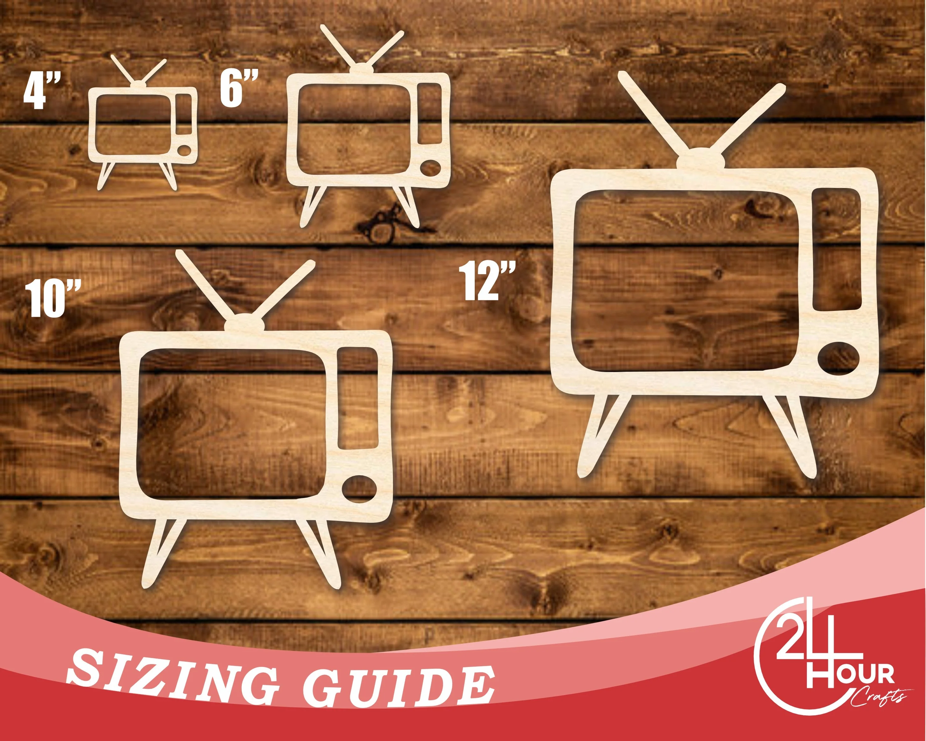Unfinished Wood Old TV Shape | DIY Craft Cutout | up to 46" DIY - Image 3