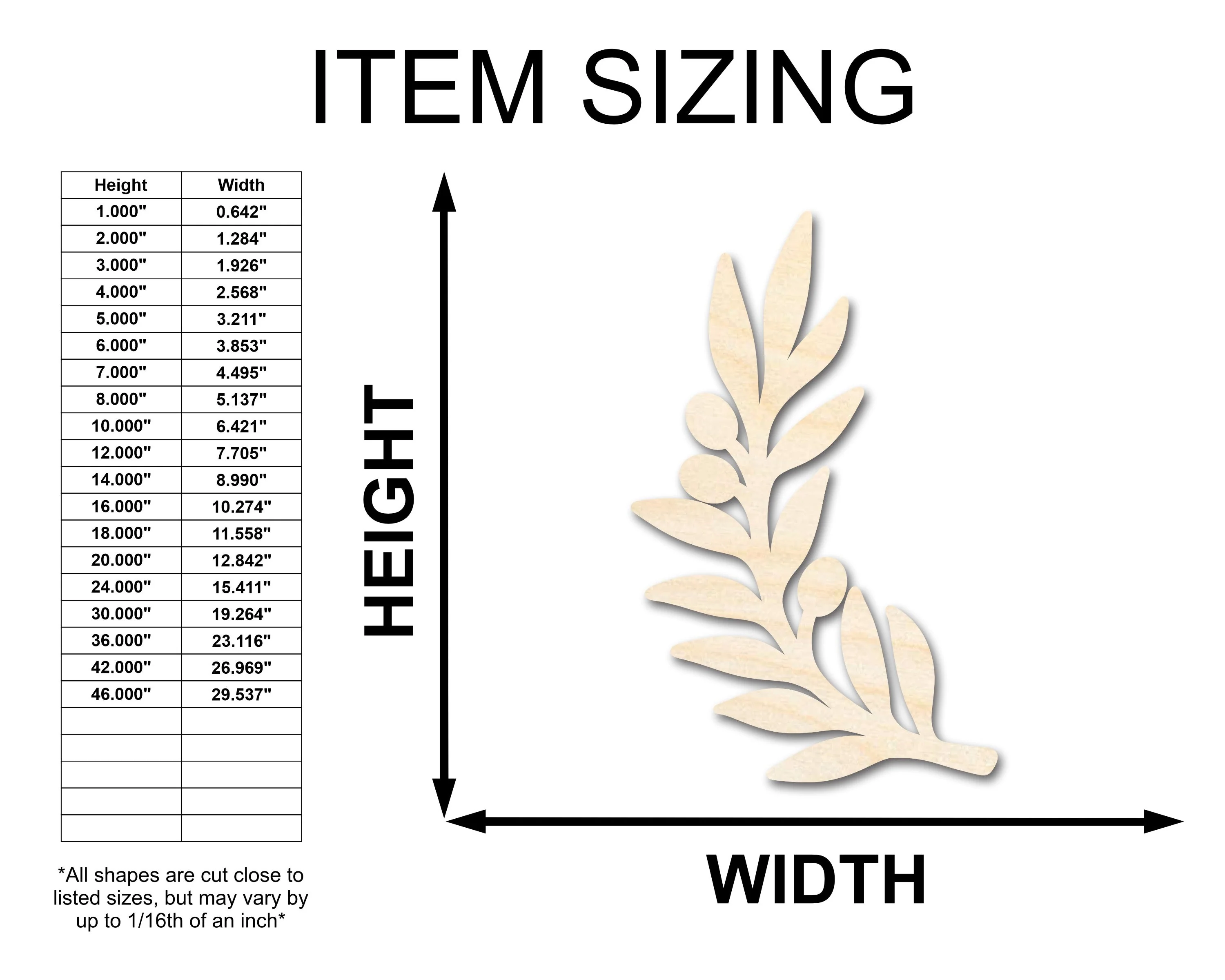 Unfinished Wood Olive Branch Shape - Craft - up to 46" DIY - Image 2