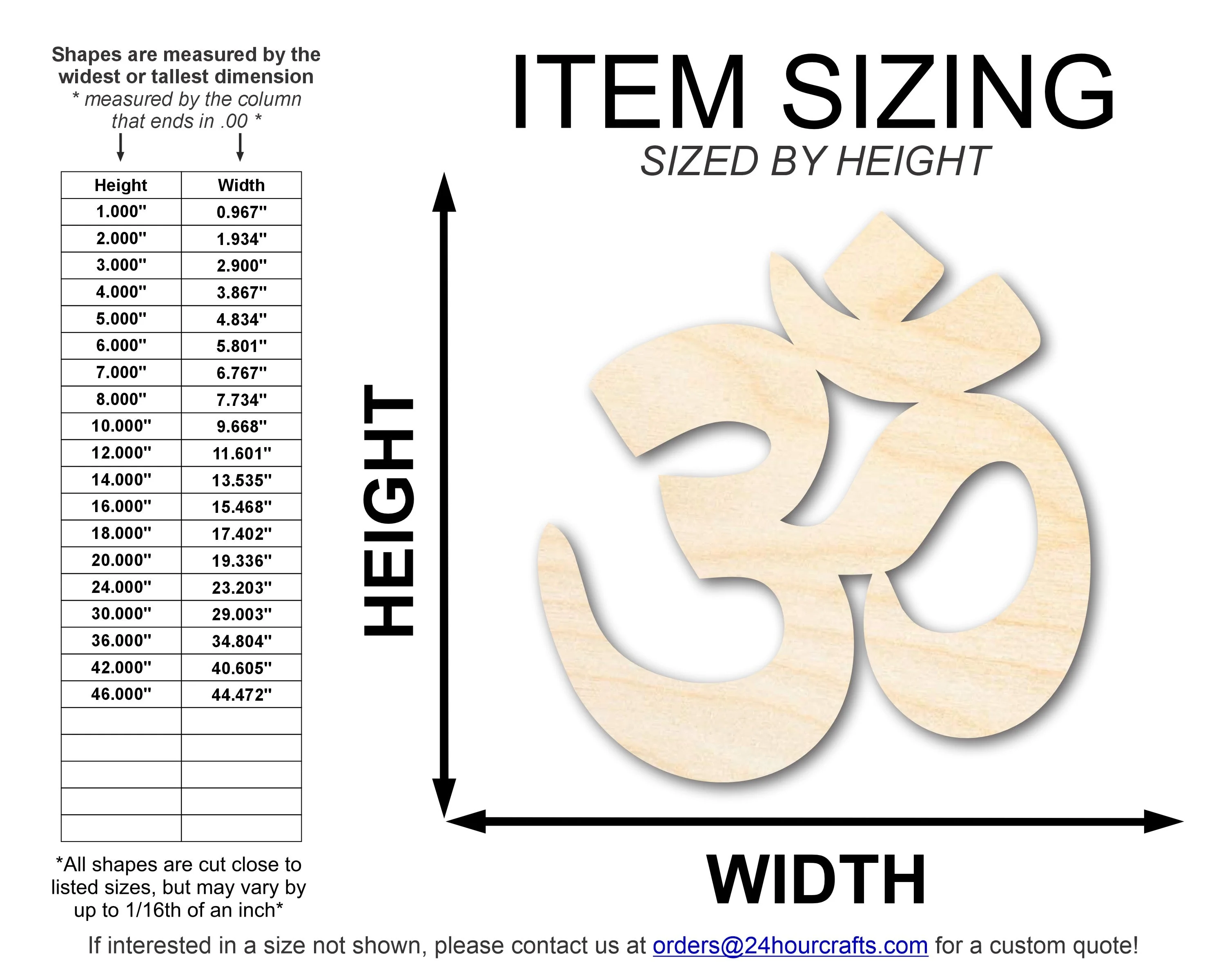 Unfinished Wood Om Hinduism Symbol Shape | DIY Craft Cutout | up to 46" DIY - Image 2