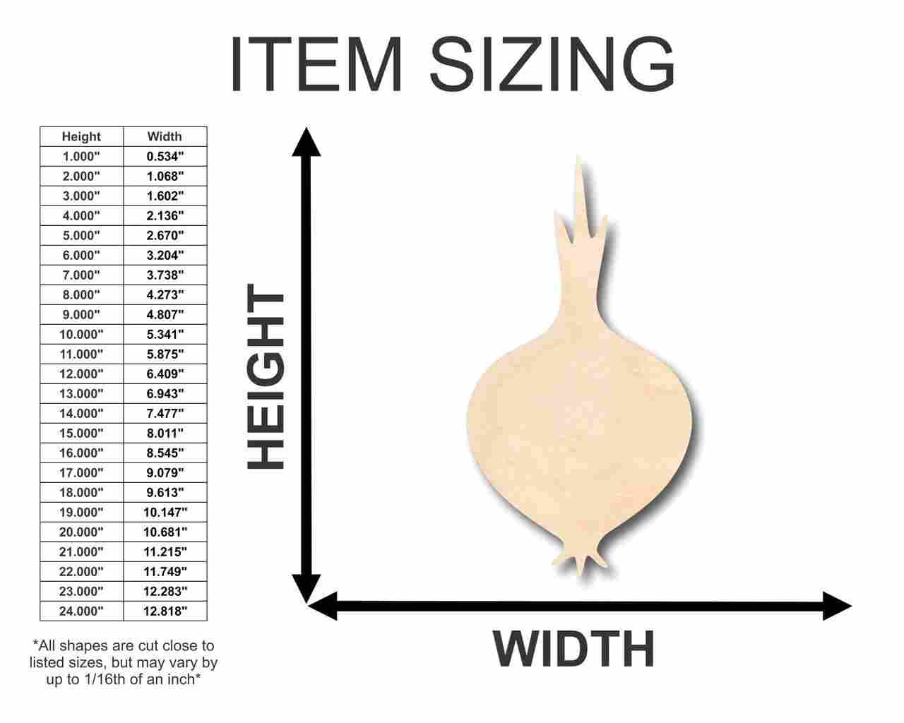Unfinished Wood Onion Shape - Garden - Kitchen - Food - Craft - up to 46" DIY - Image 2