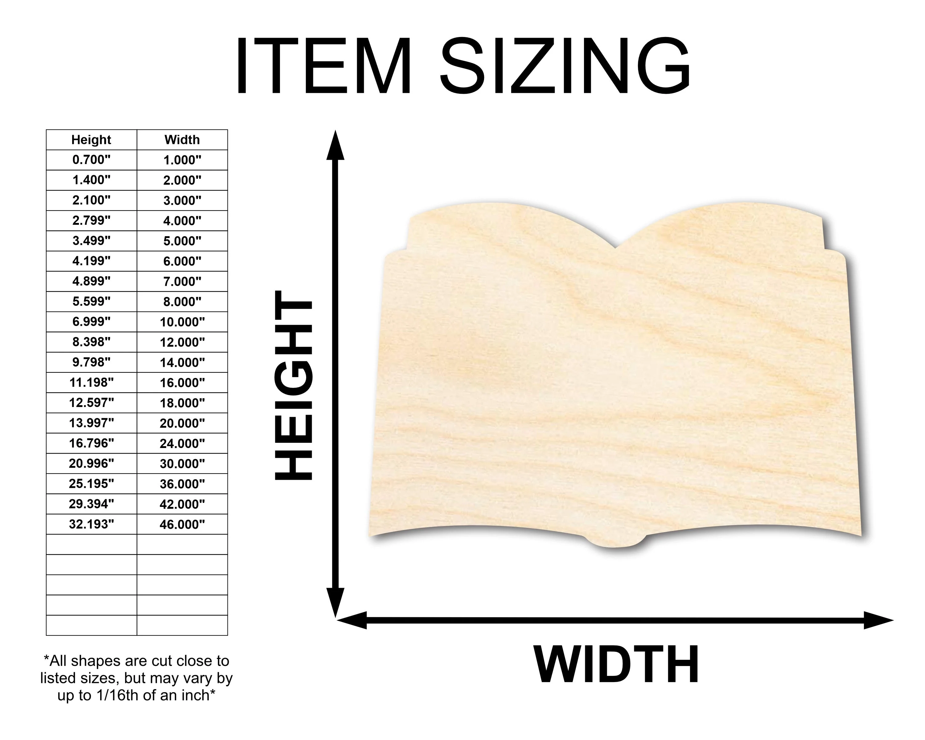 Unfinished Wood Open Book Silhouette - Craft - up to 46" DIY - Image 2