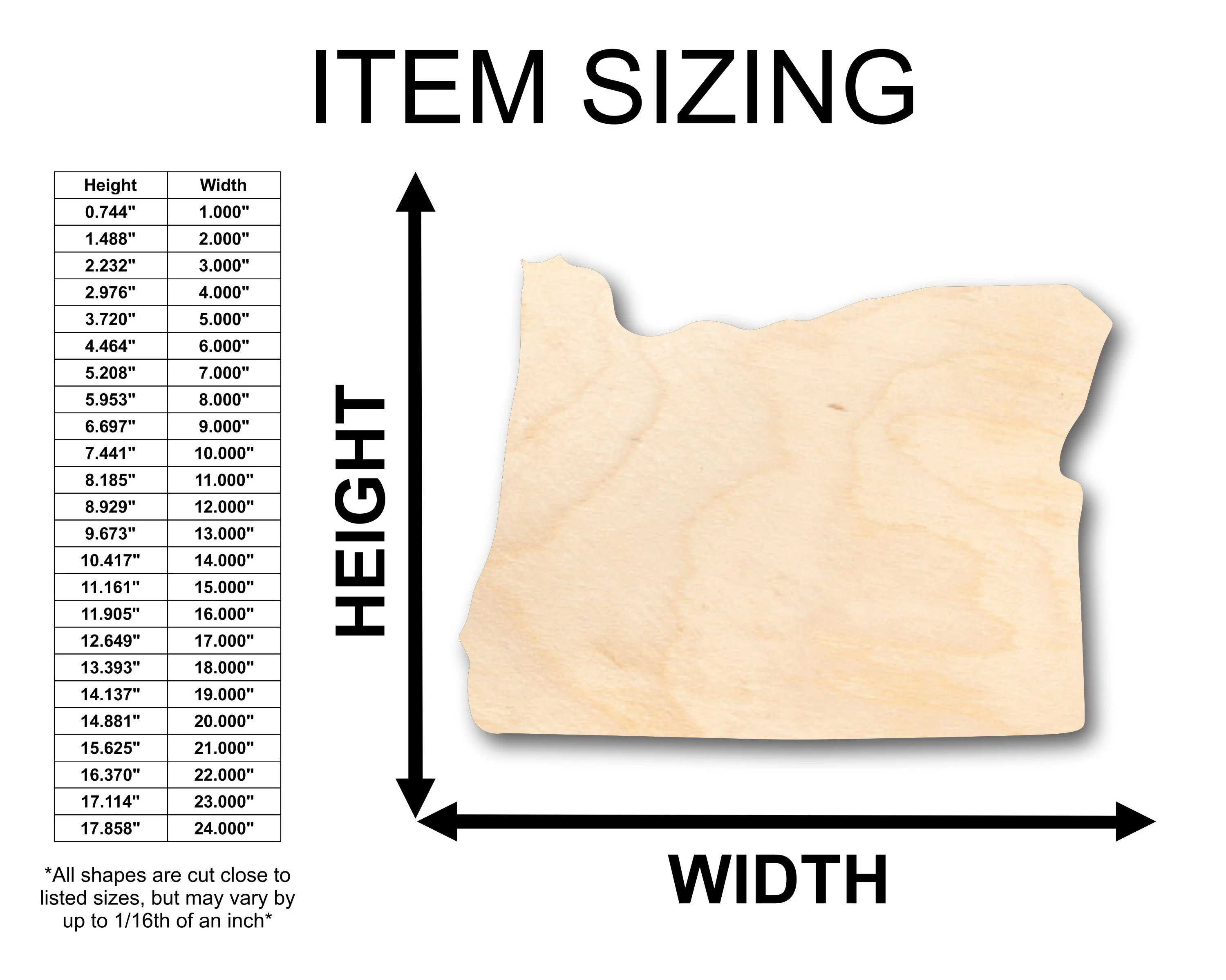 Unfinished Wood Oregon or Craft Borders State Shape - Craft - up to 46" DIY - Image 2